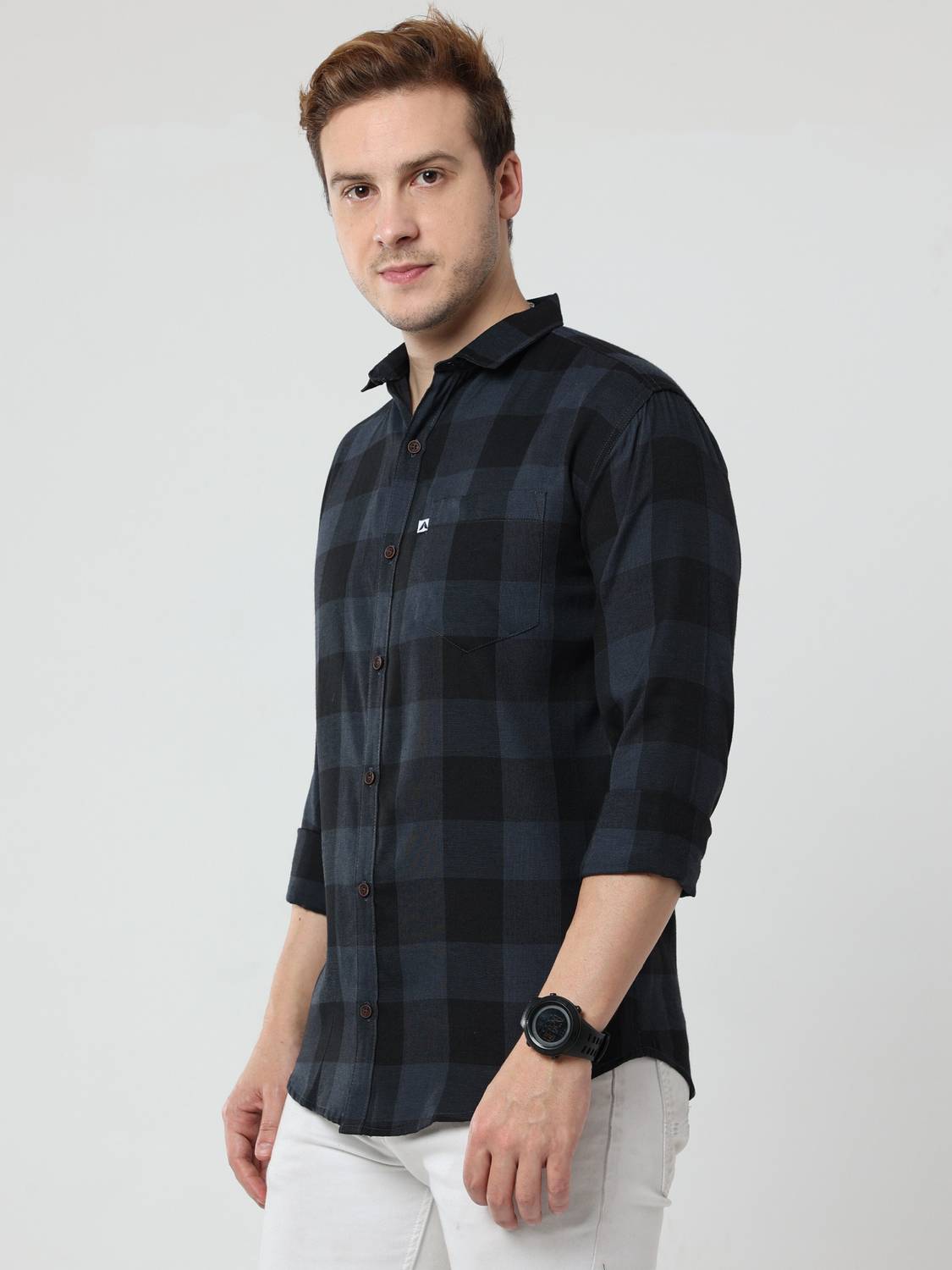 ALLWIN PAUL Men Checkered Grey, Black Shirt - Image 3