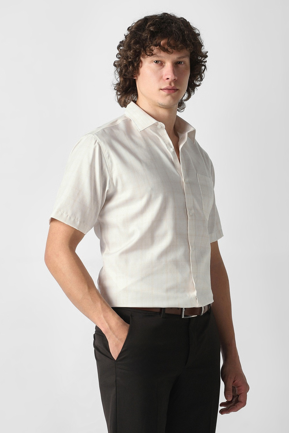 Image of VAN HEUSEN Men Comfort Fit Checkered Formal Shirt