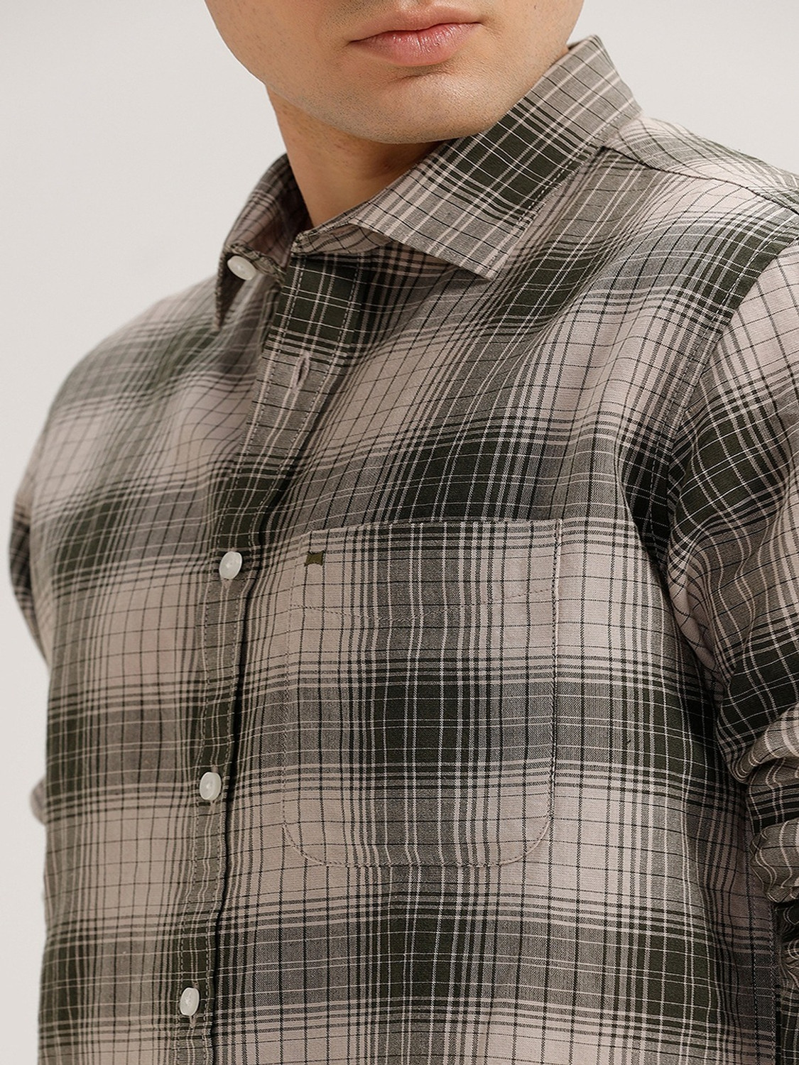 Image of BASICS Men Checkered Casual Green Shirt