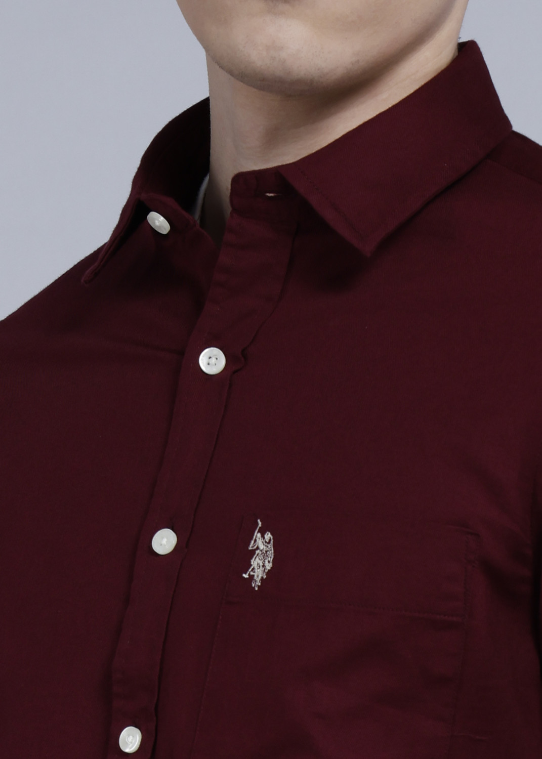 Image of U.S. POLO ASSN. Men Solid Casual Maroon Shirt