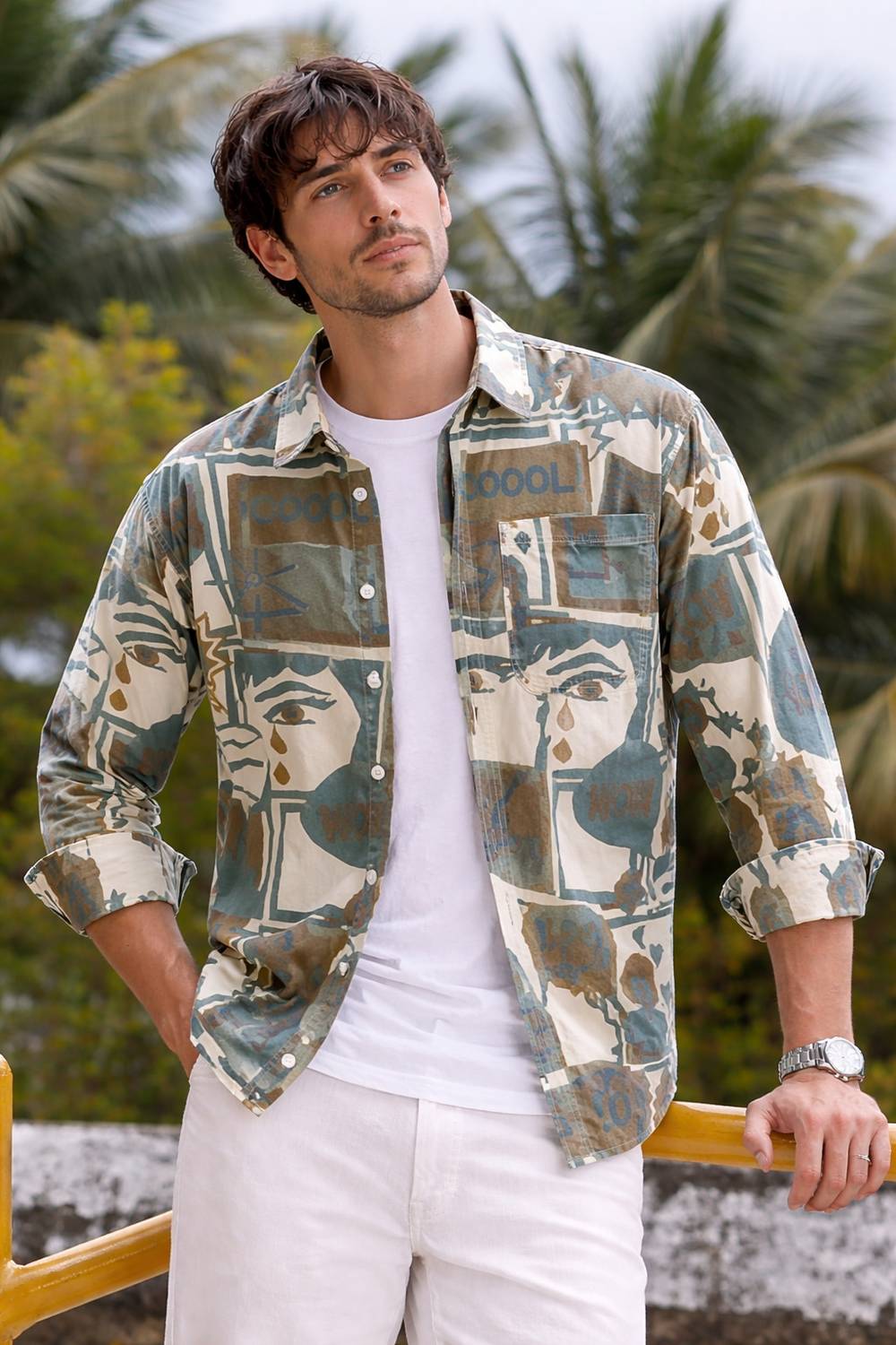 BBSCHOICE Men Printed Casual Dark Green Shirt