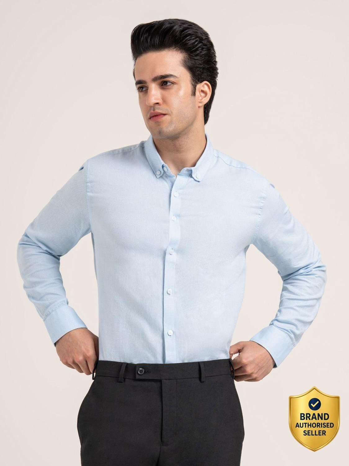 Image of RED TAPE Men Solid Casual Light Blue Shirt