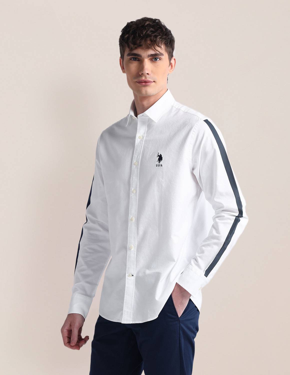 U.S. POLO ASSN. Men Solid Casual White Shirt - Image 4
