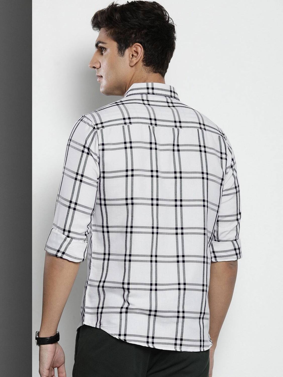 The Indian Garage Co. Men Checkered Casual White Shirt - Image 4