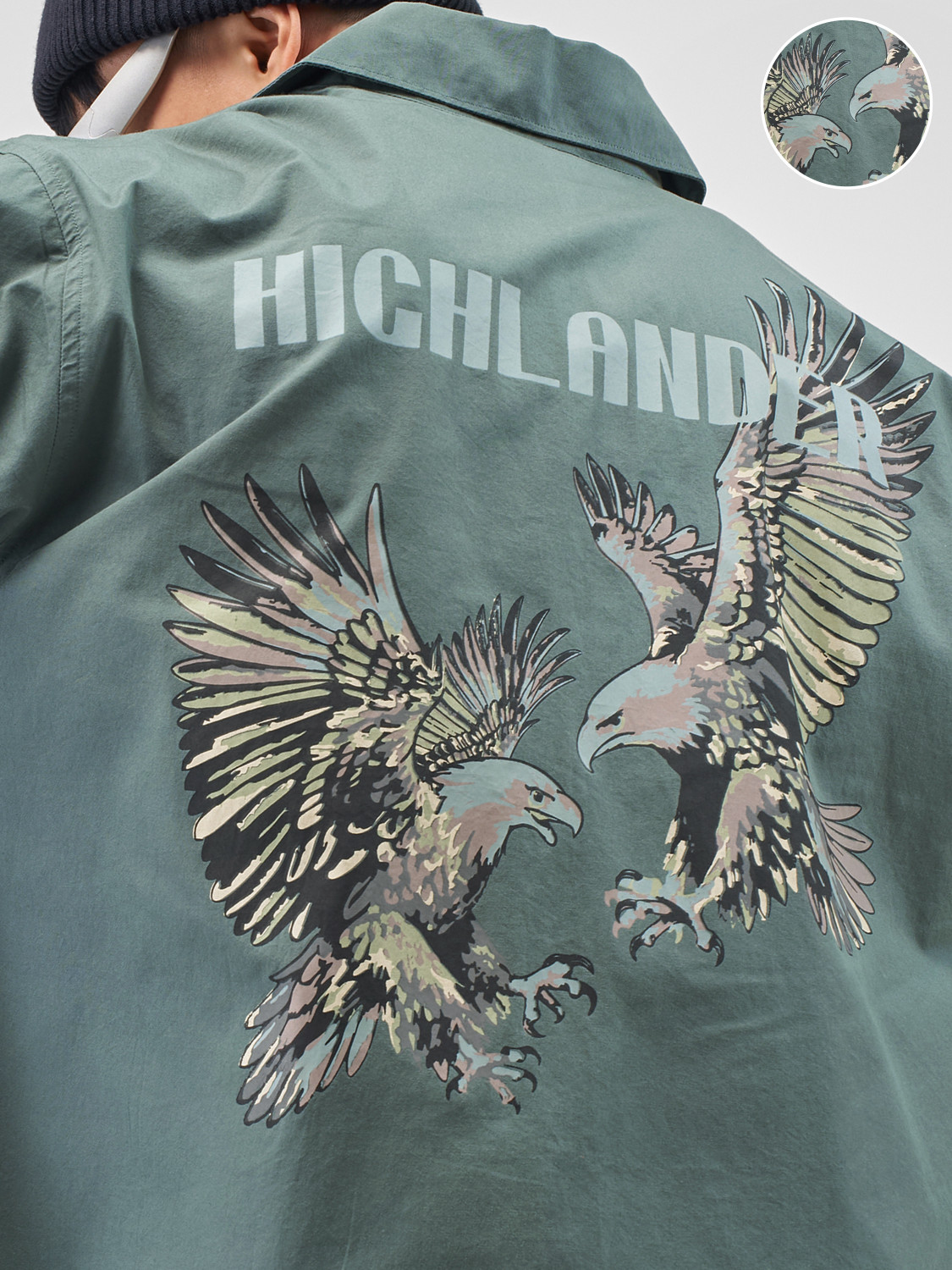 Image of HIGHLANDER Men Printed Casual Green Shirt