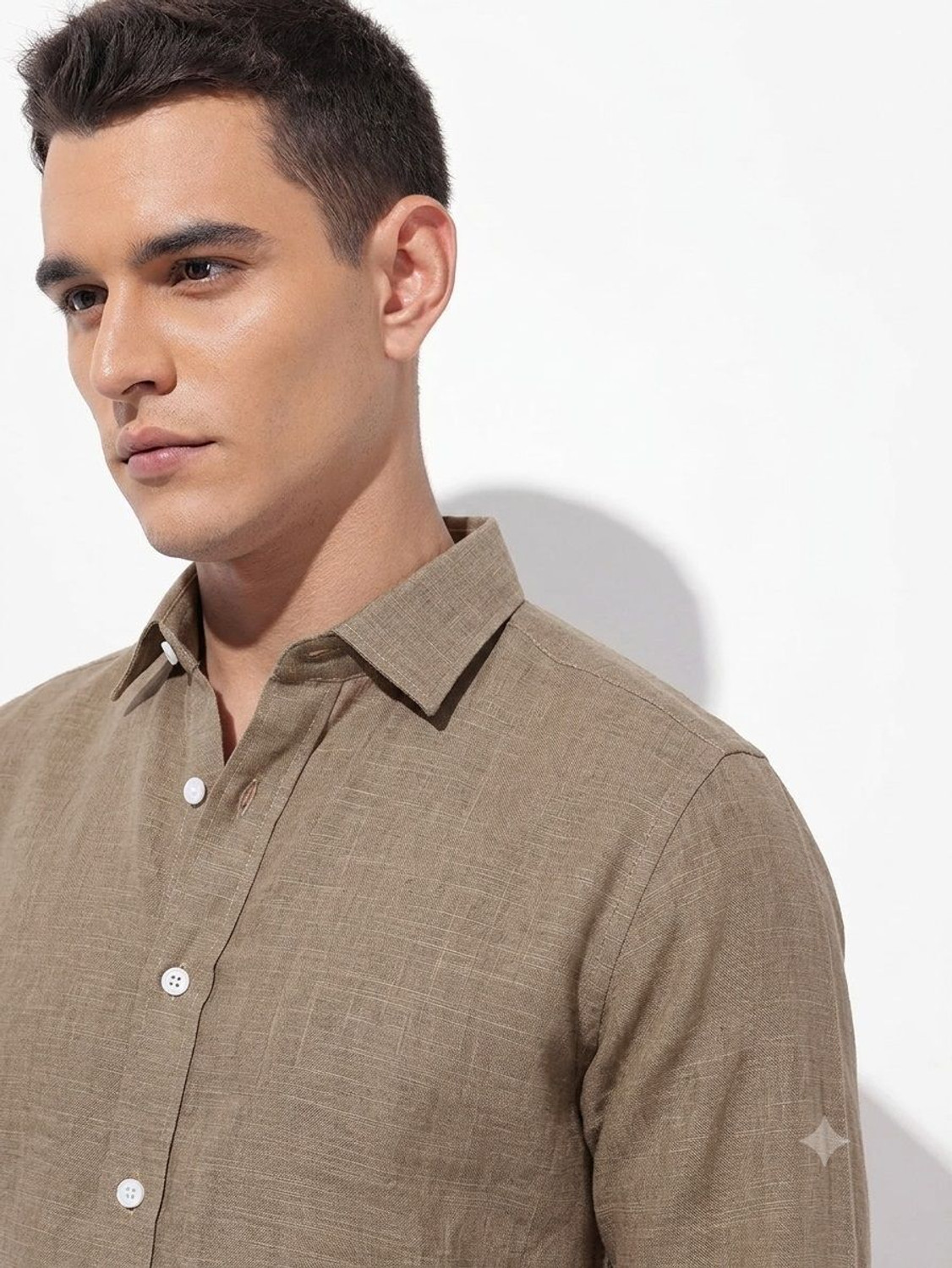 Image of METRONAUT Men Solid Casual Beige Shirt