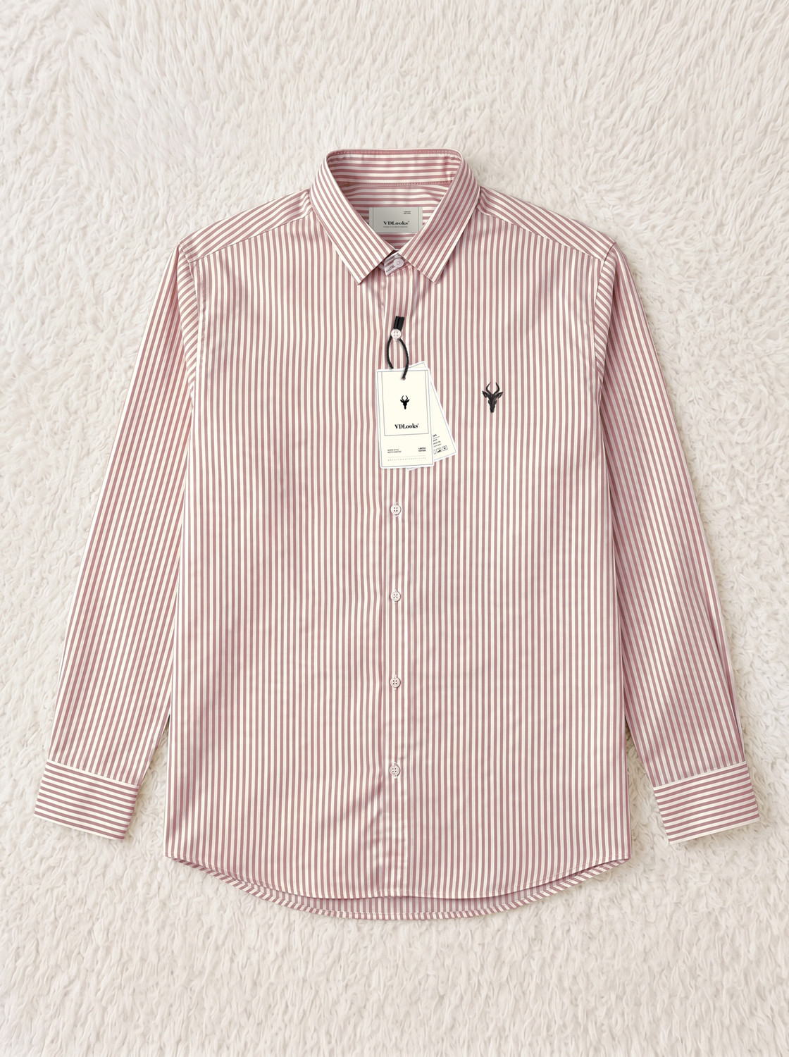 Image of VD Looks Men Striped Casual White, Brown Shirt