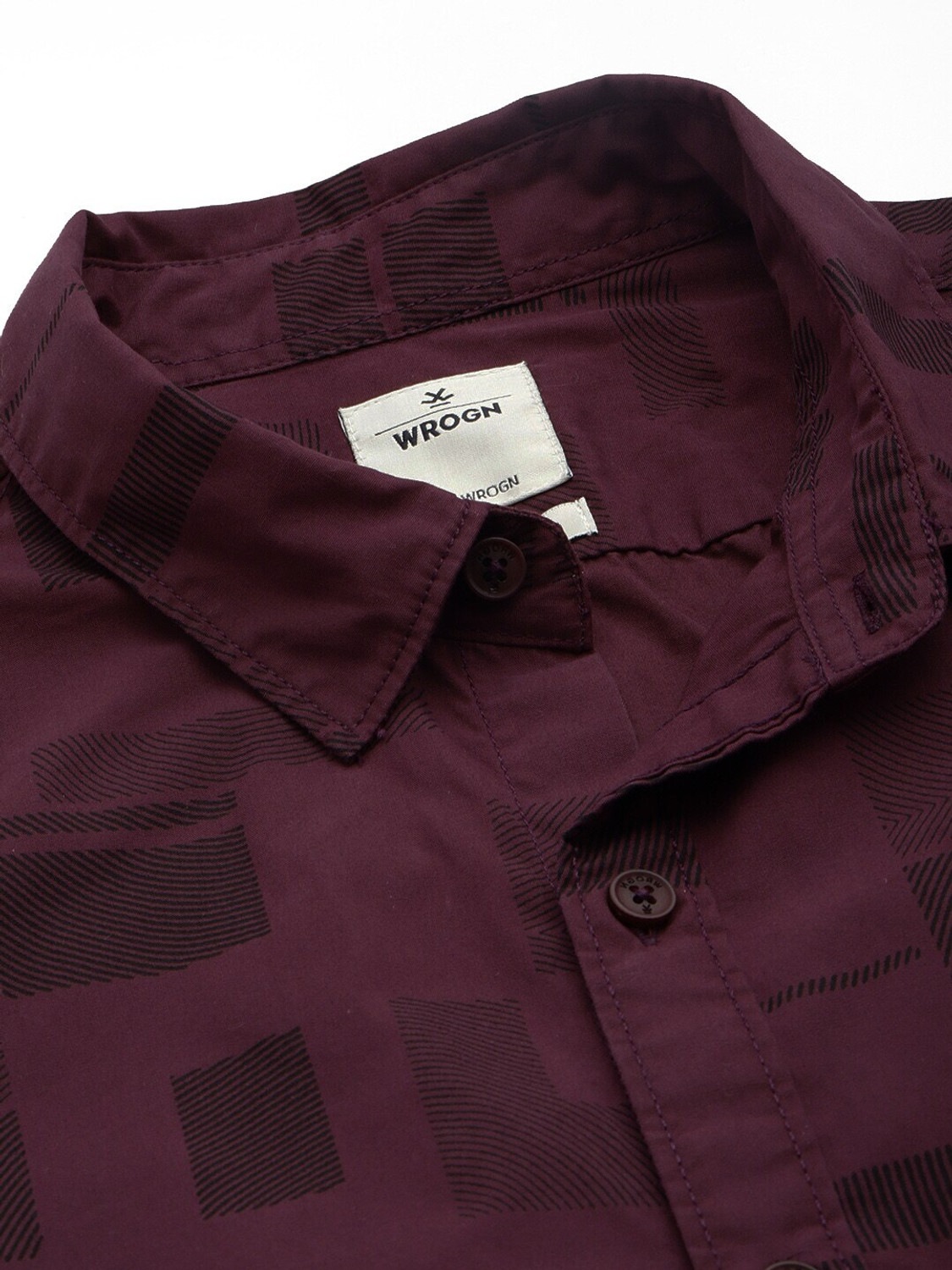 Image of WROGN Men Printed Casual Purple, Black Shirt