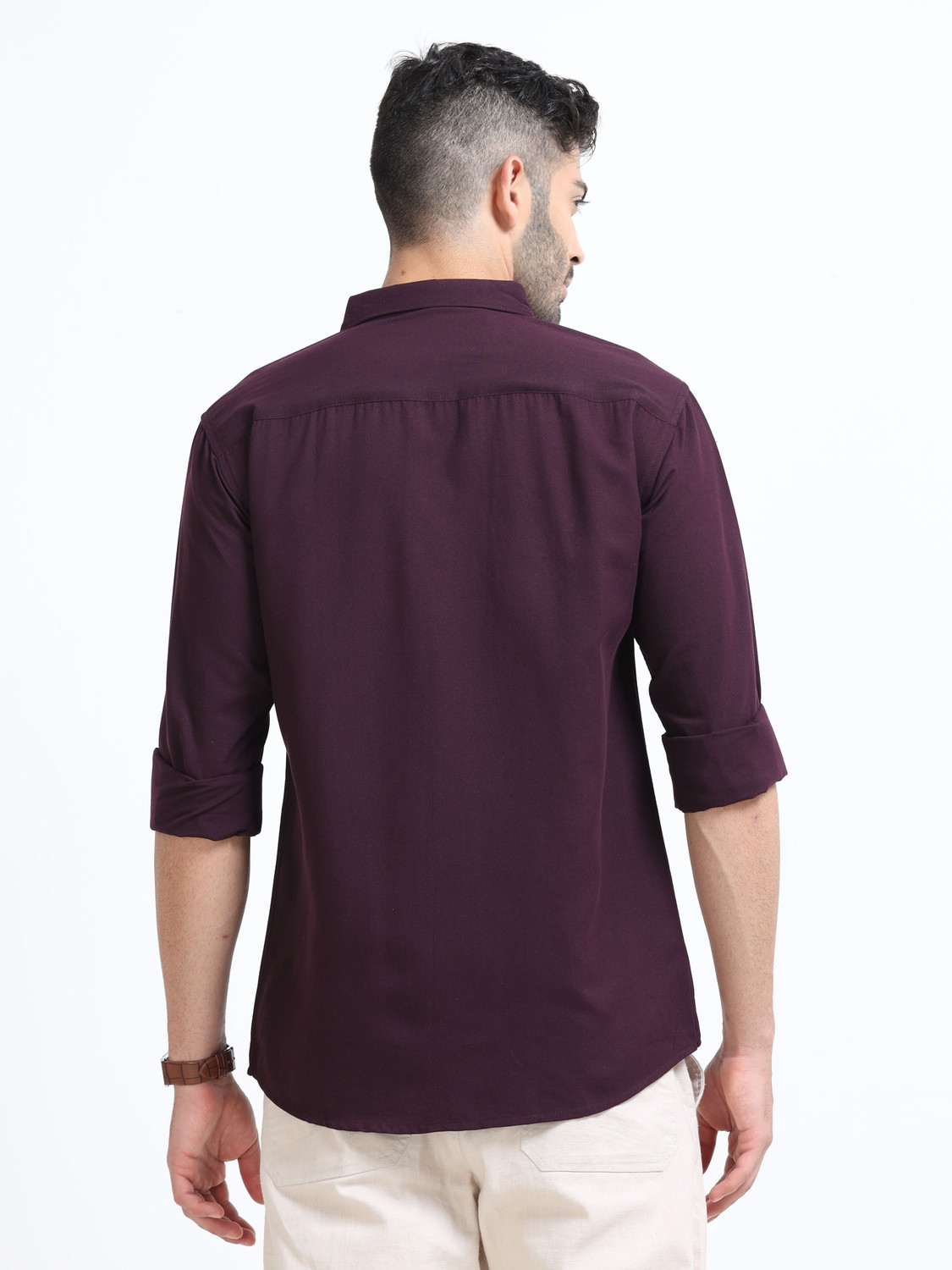 Image of METRONAUT Men Solid Casual Purple Shirt