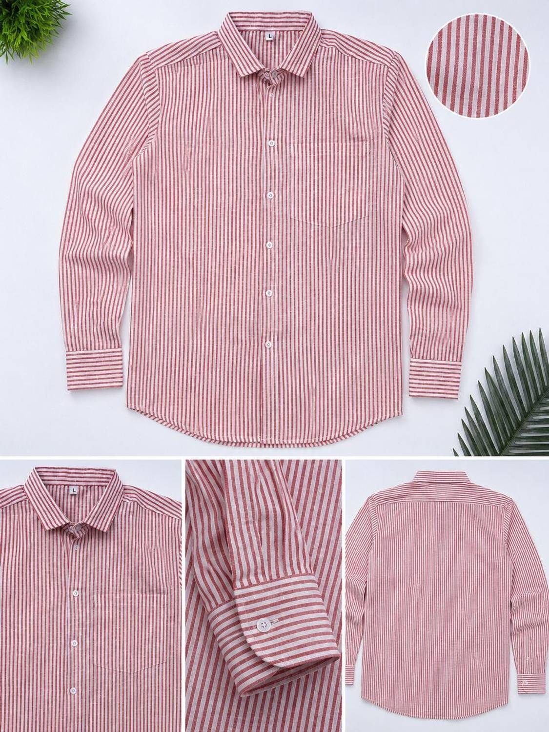 RADHE Men Striped Casual Red, White Shirt - Image 2