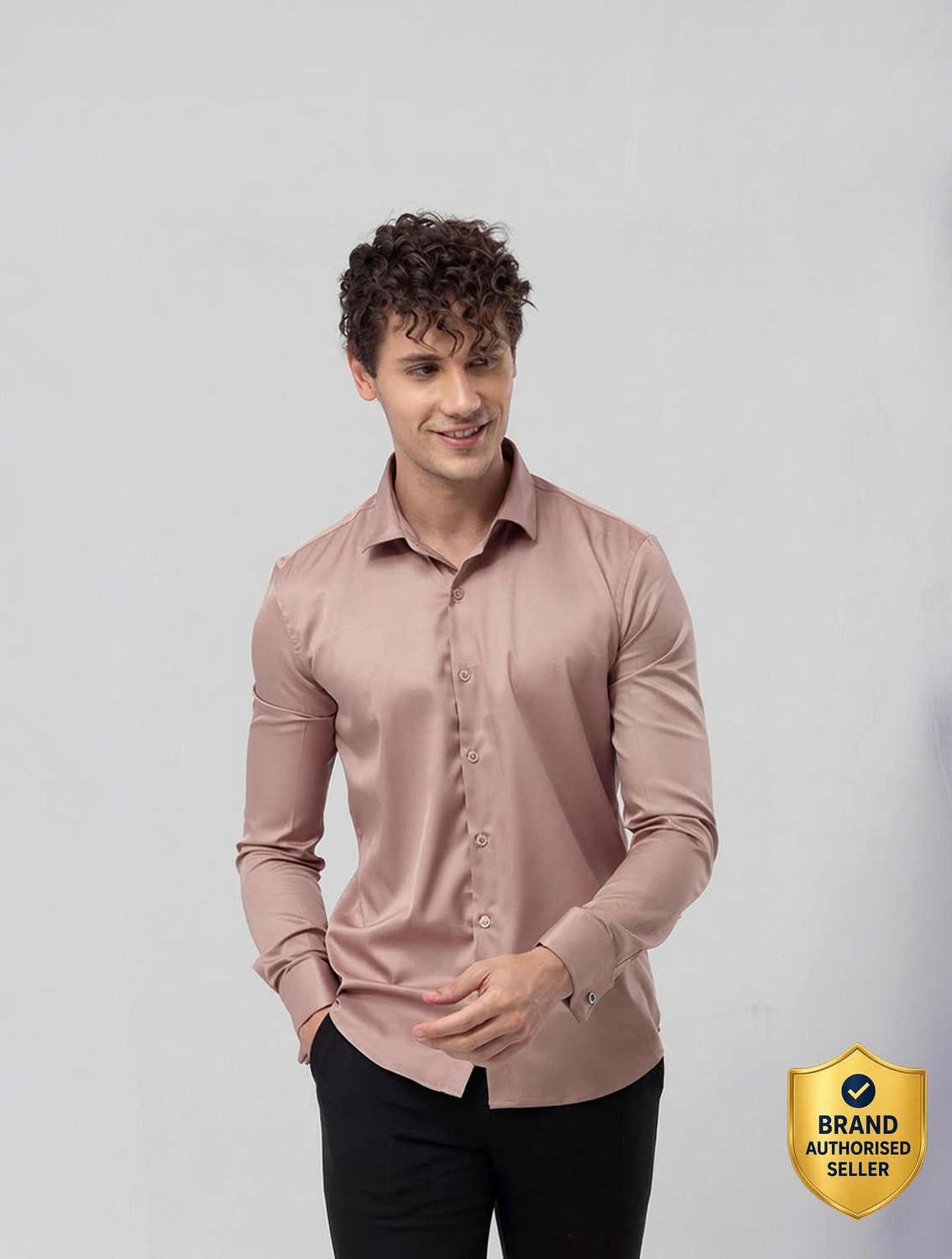 Image of Snitch Men Solid Casual Pink Shirt