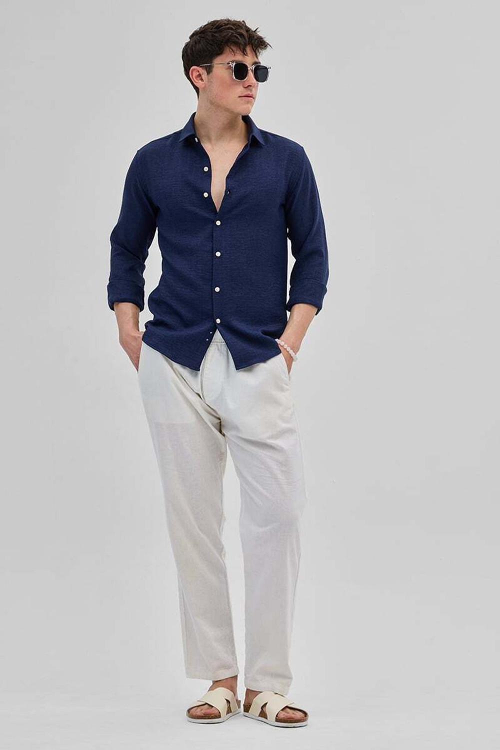 Image of Snitch Men Slim Fit Solid Spread Collar Casual Shirt