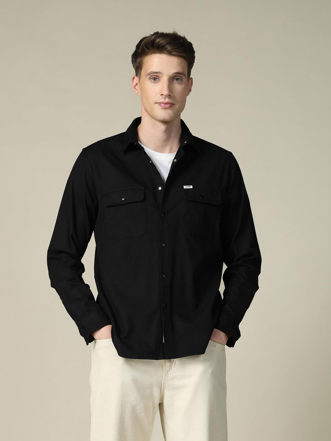 Image of U.S. Polo Assn. Denim Co. Men Solid Casual Black Shirt
