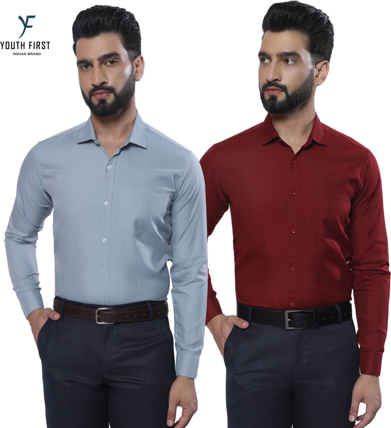 youth first Men Relaxed Fit Fit Solid Spread Collar Formal Shirt