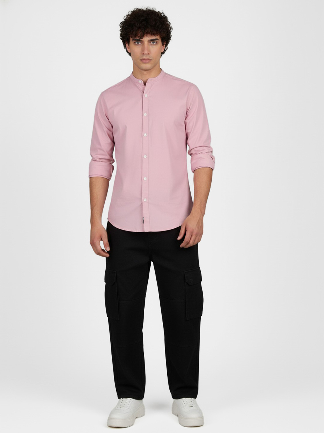 Image of FUBAR Men Solid Casual Green, Pink Shirt