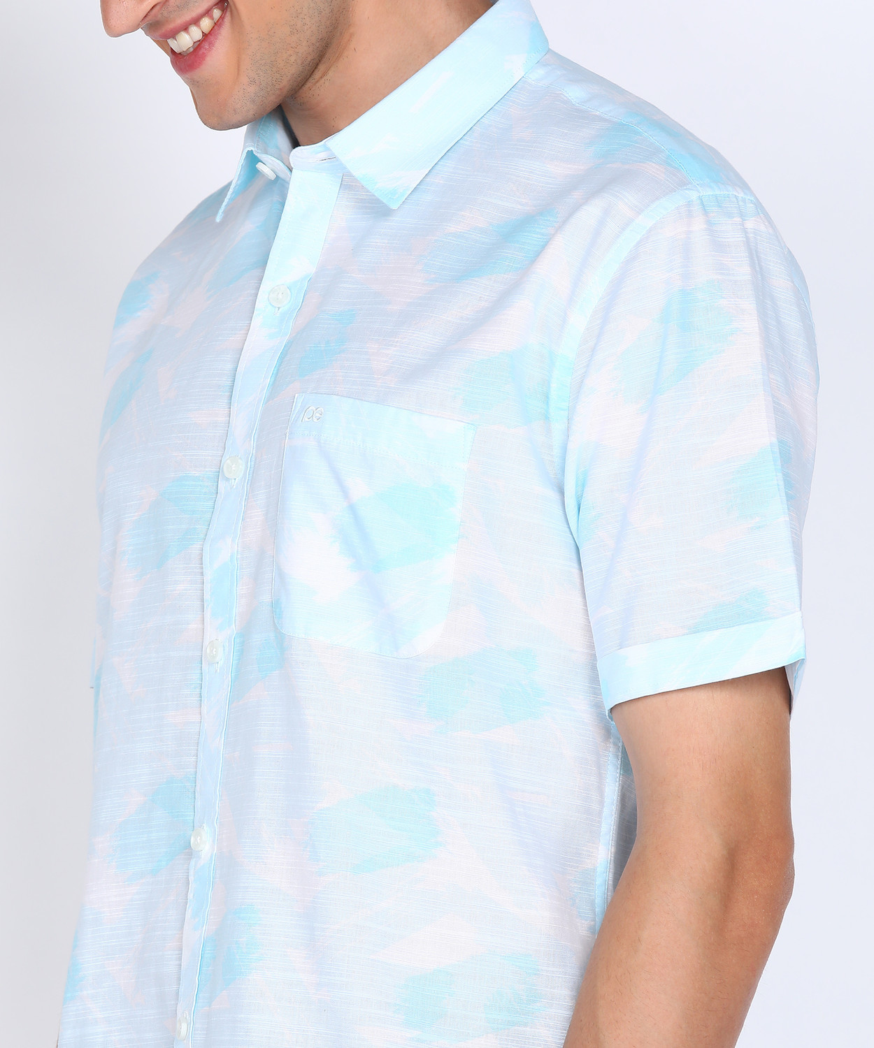 Image of PETER ENGLAND Men Printed Casual Blue Shirt