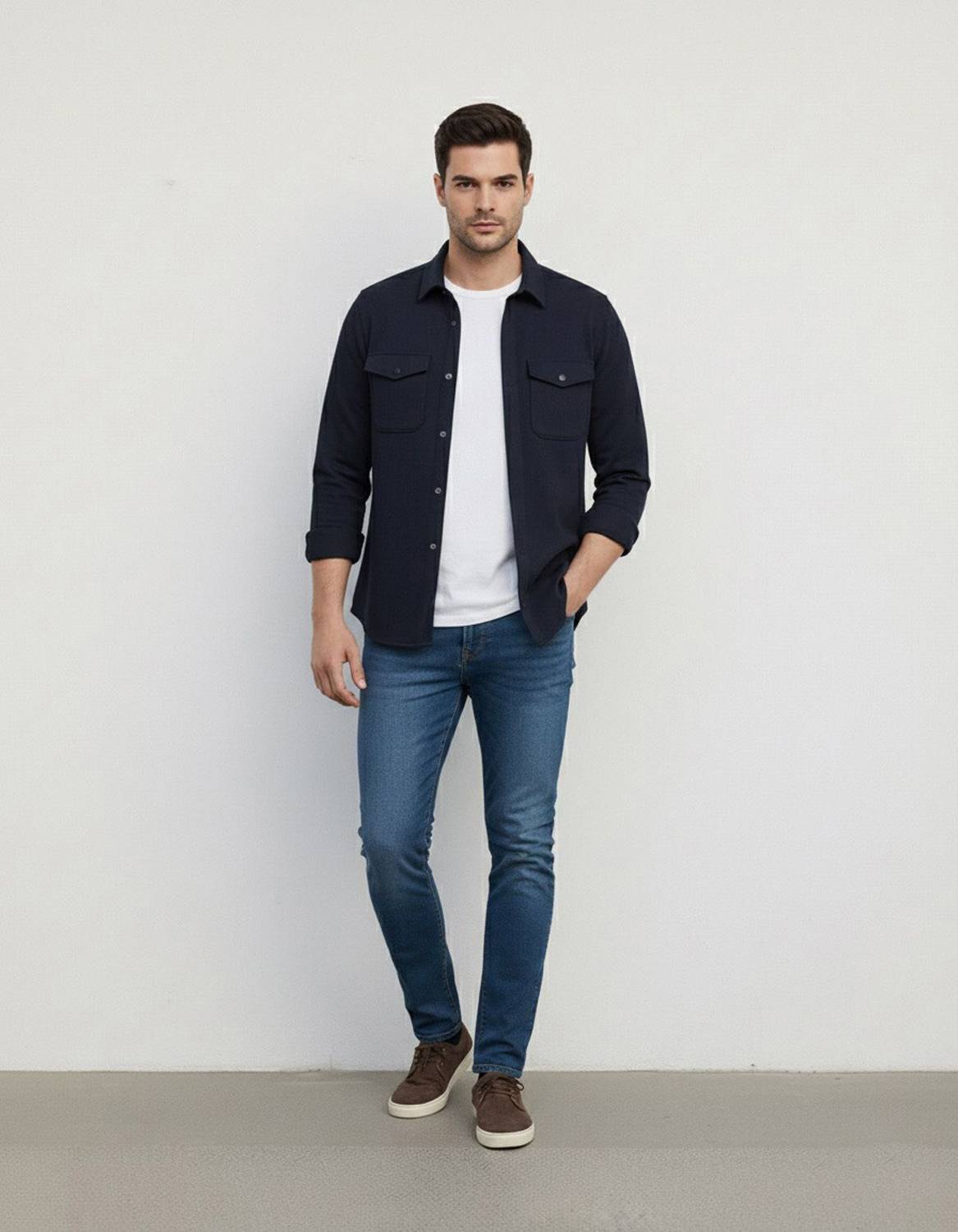 DIMMY Men Solid Casual Blue Shirt - Image 5