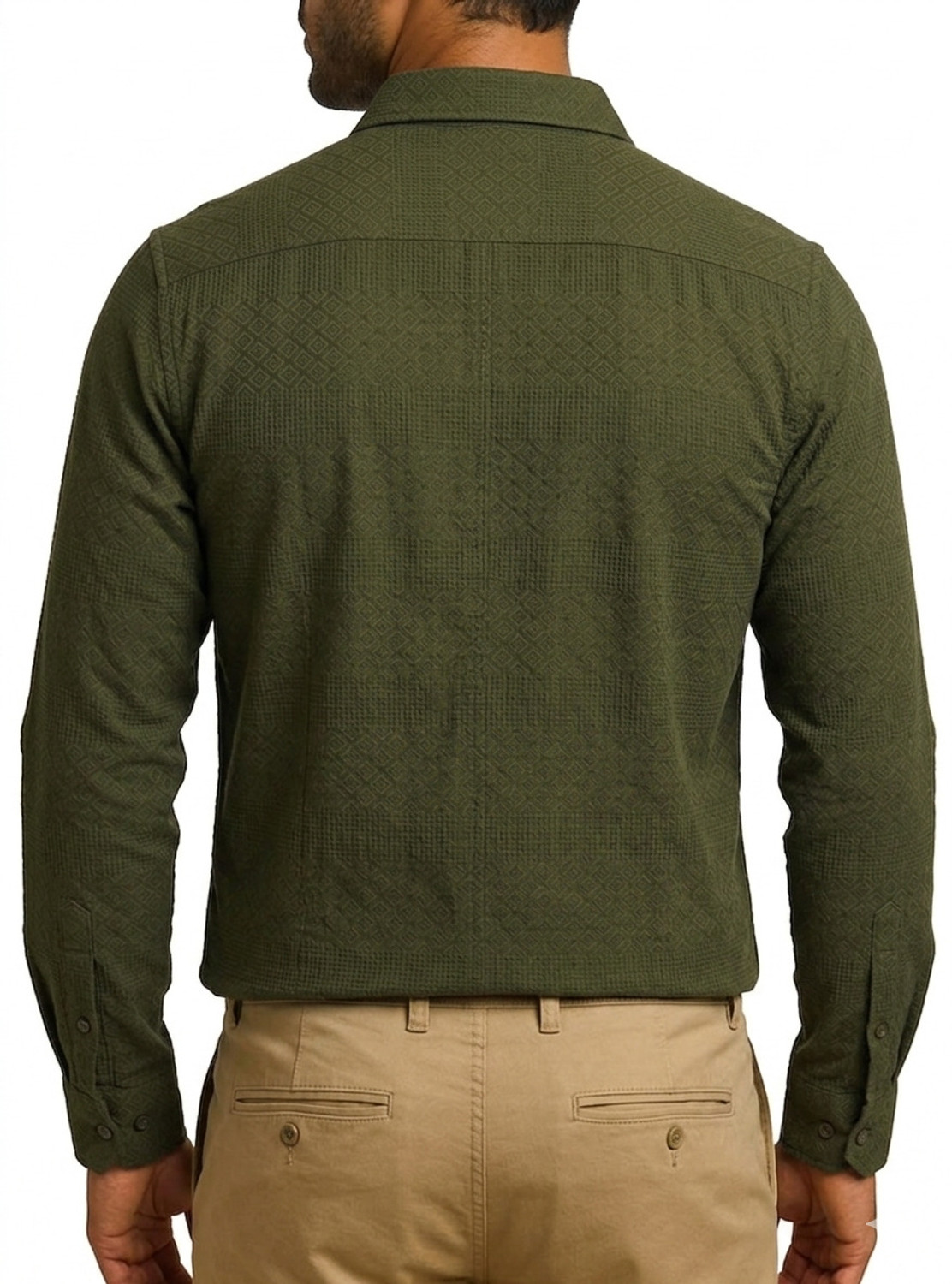 Image of Try This Men Floral Print Casual Dark Green Shirt