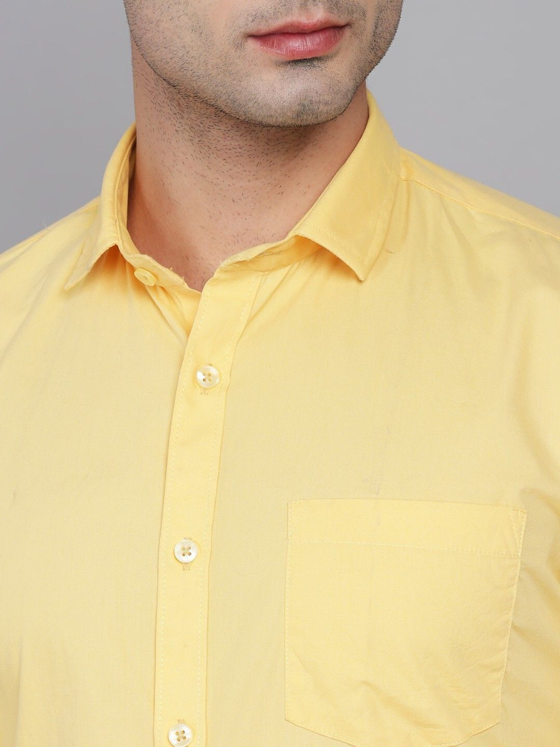 Image of Kibit Men Solid Formal Yellow Shirt