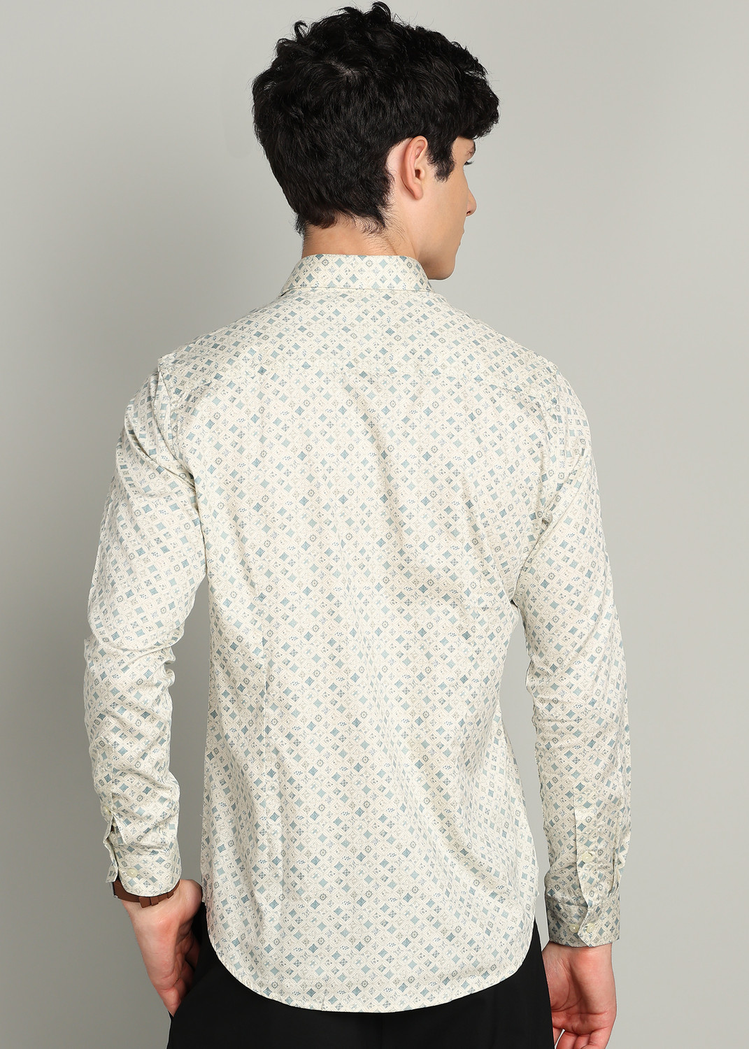 Image of INTEGRITI Men Printed Casual Cream Shirt