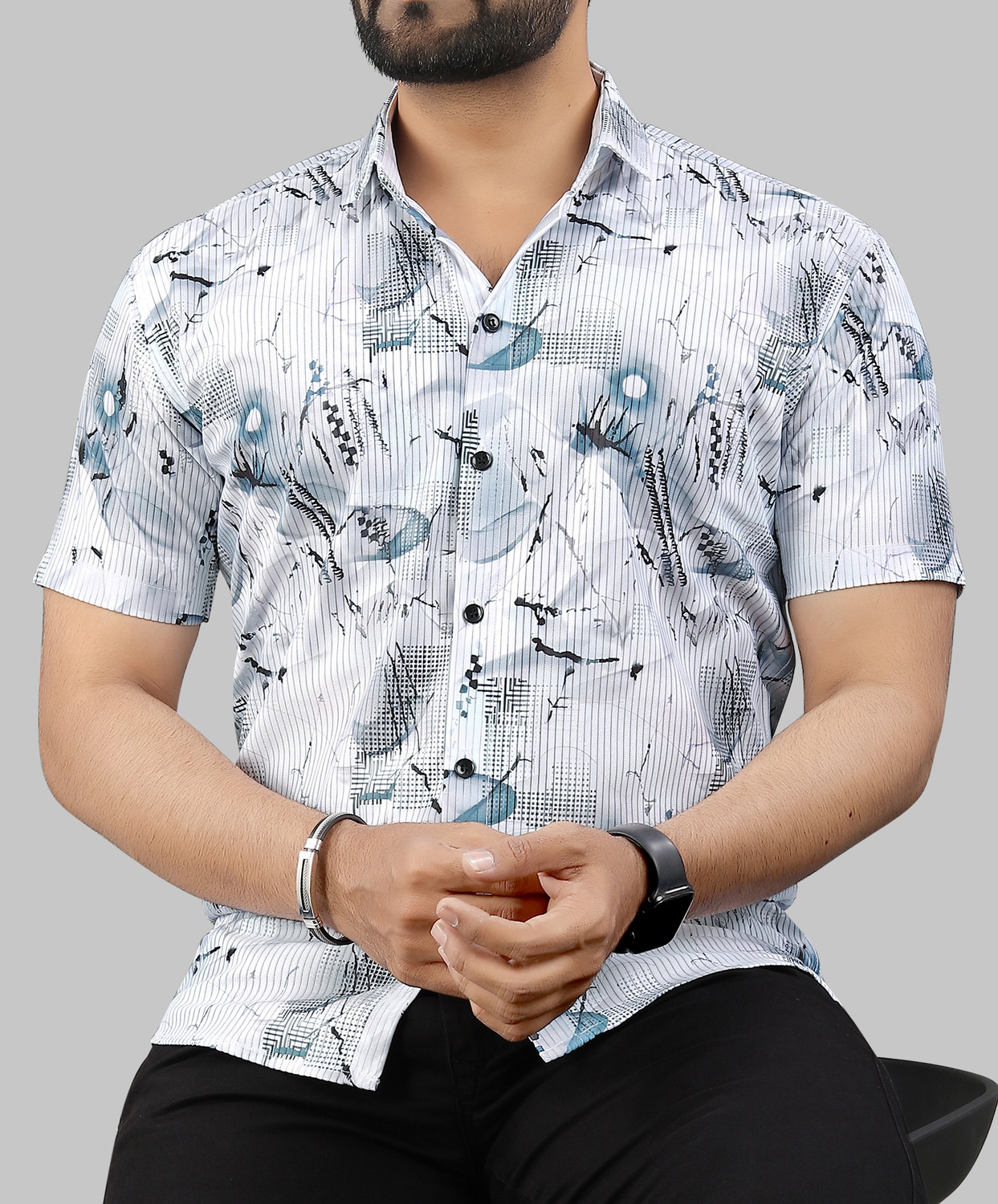 Image of Varidashi Men Printed Casual Multicolor Shirt