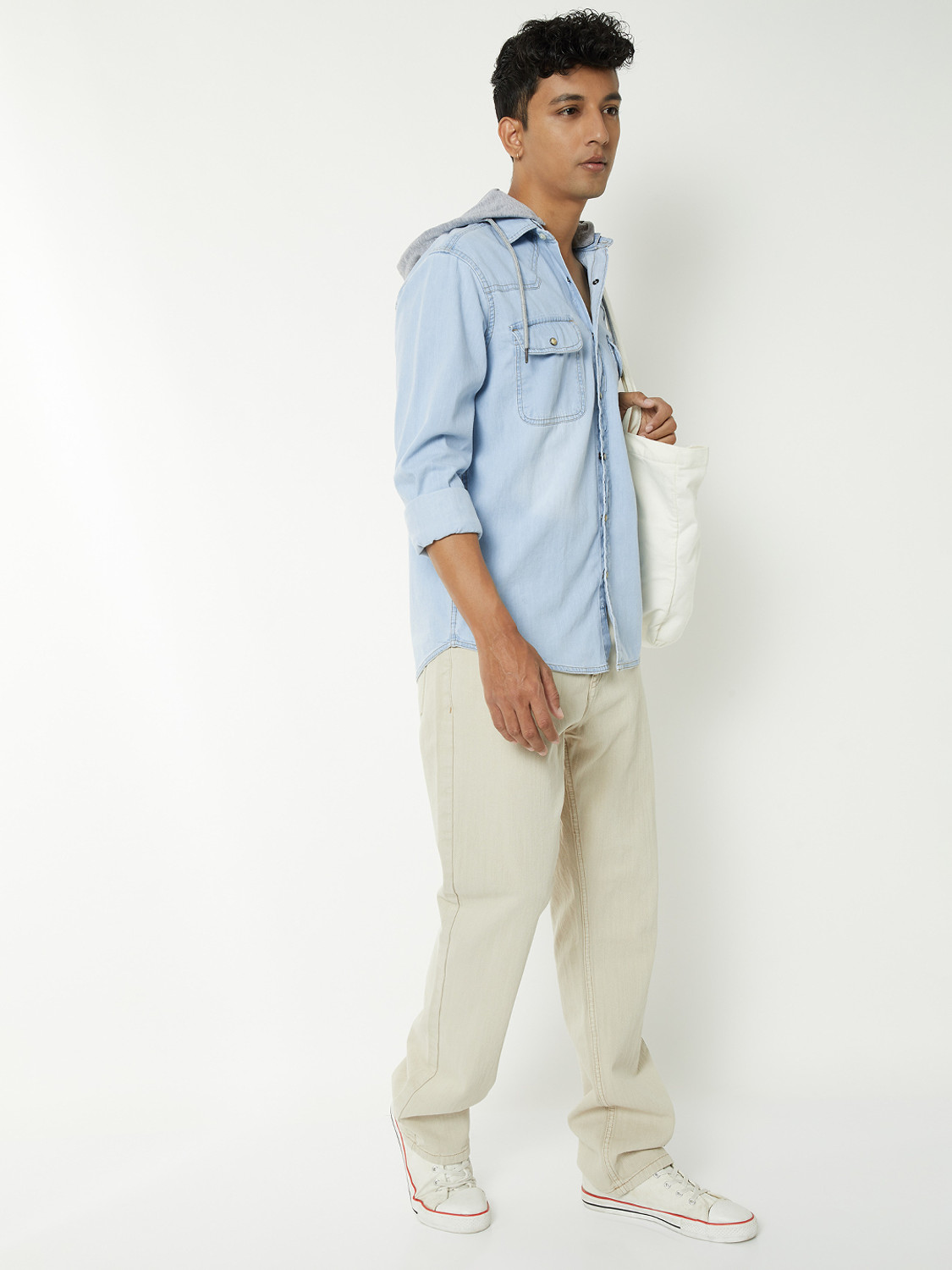Image of MAX Men Solid Casual Blue Shirt