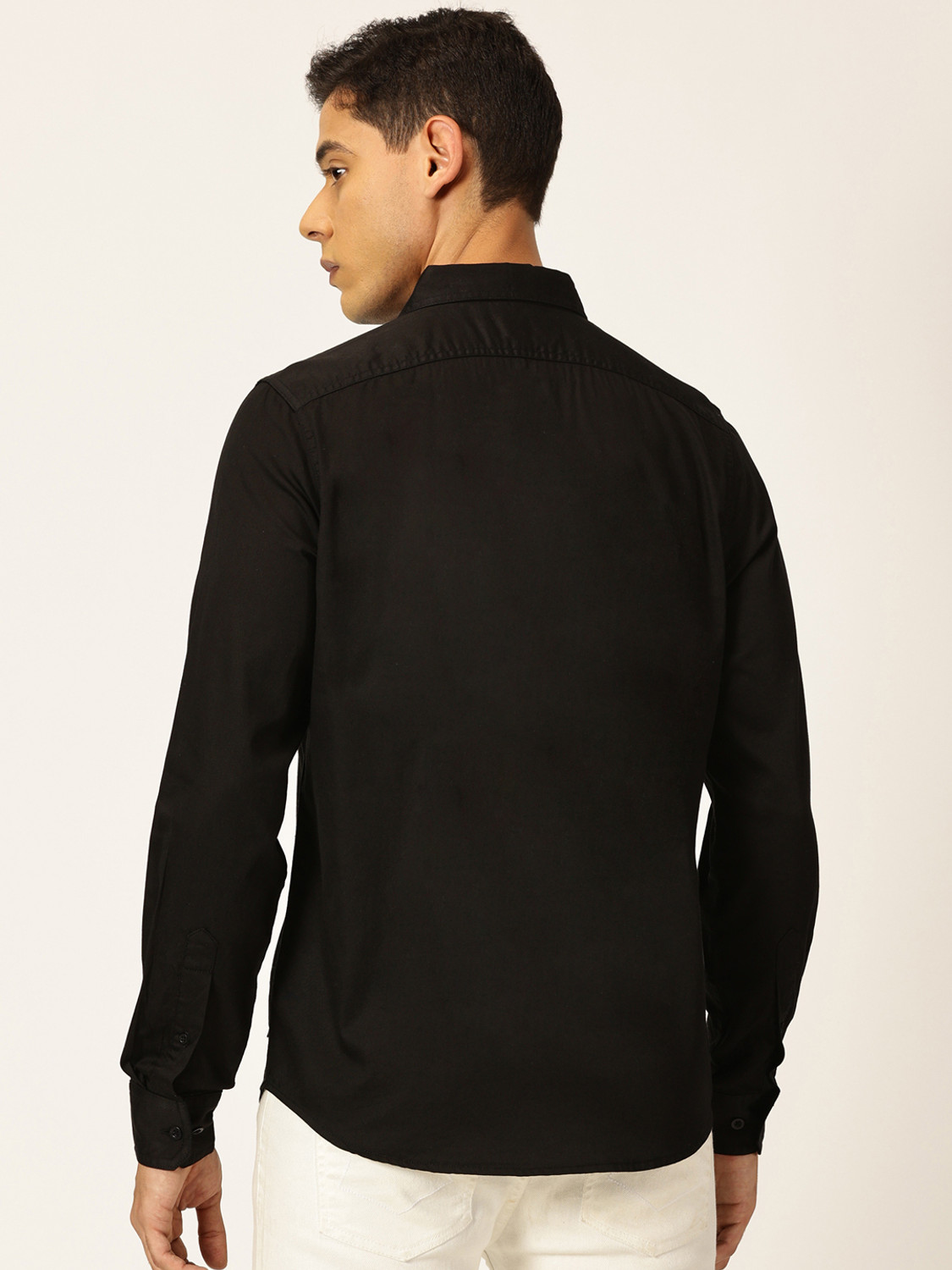 Image of PROVOGUE Men Solid Casual Black Shirt