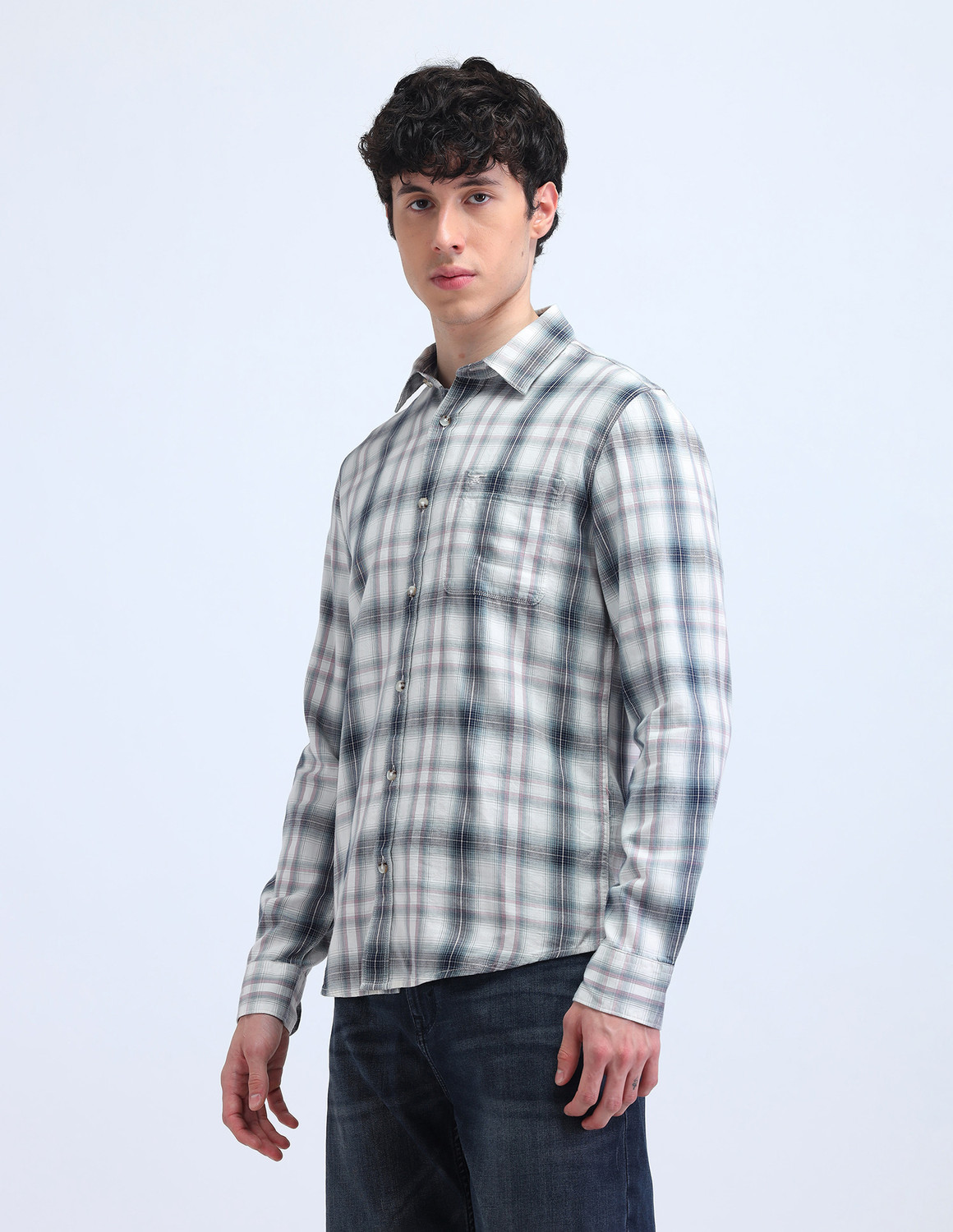 Image of FLYING MACHINE Men Checkered Casual Multicolor Shirt