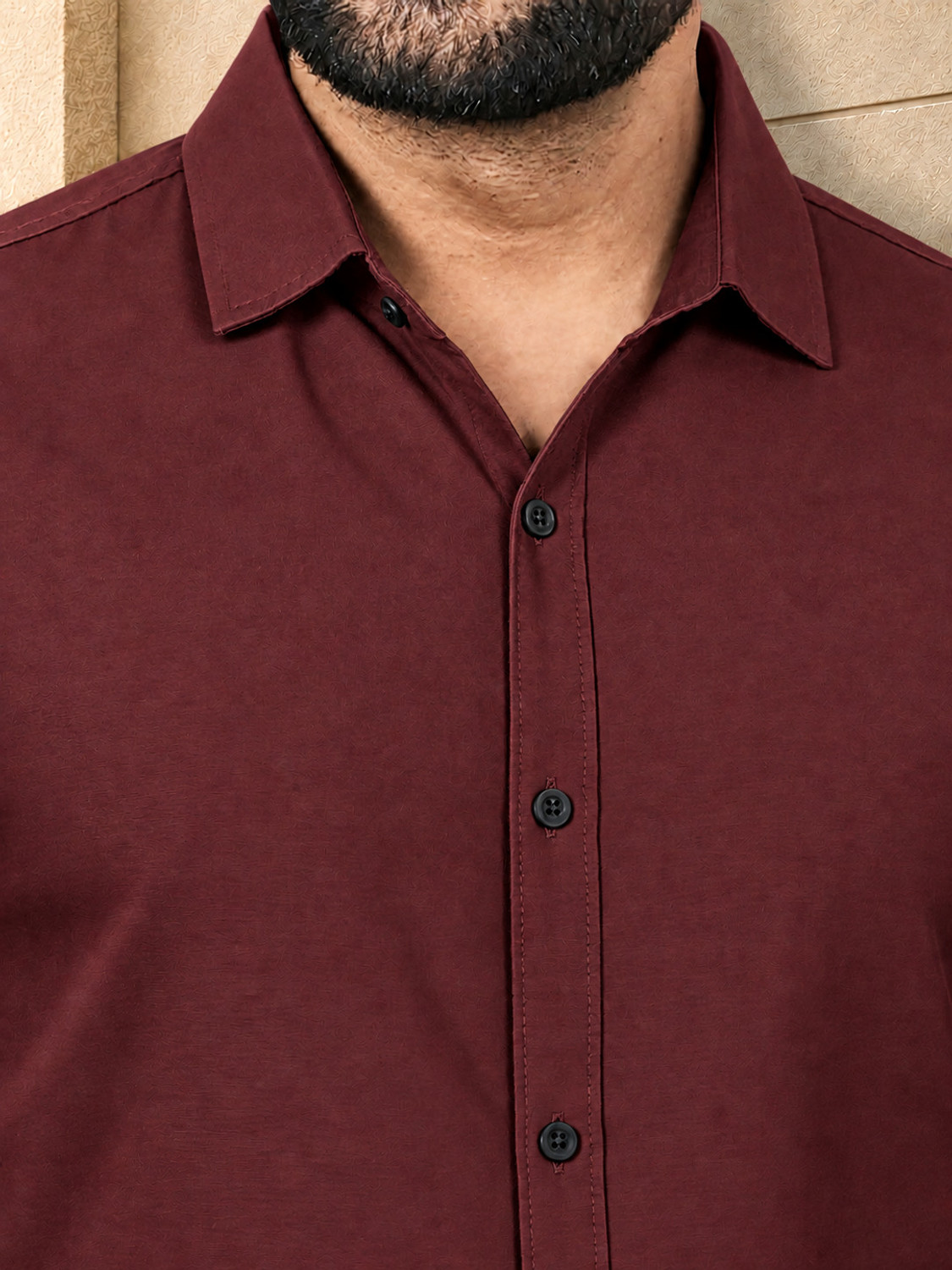 Image of HOYTOCHE Men Regular Fit Solid Spread Collar Formal Shirt