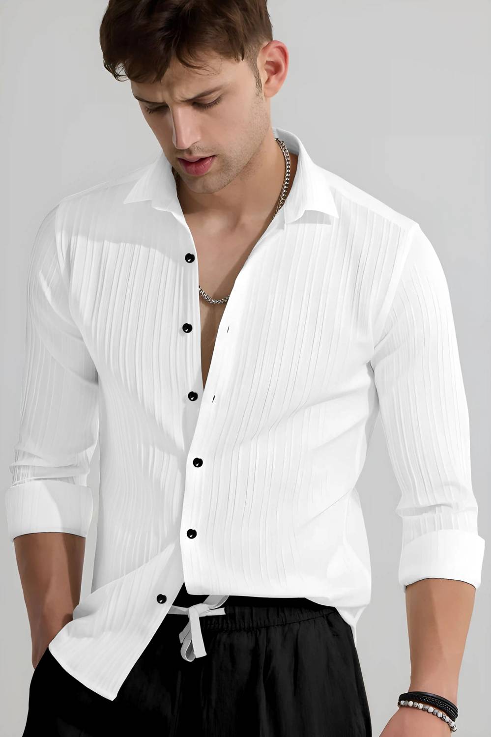 House of Vinay Men Black, White Shirt - Image 4