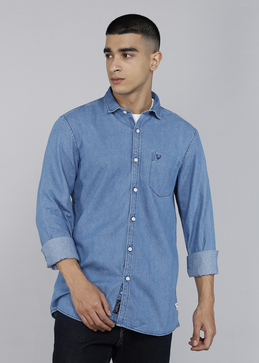 Allen Solly Men Solid Casual Blue Shirt