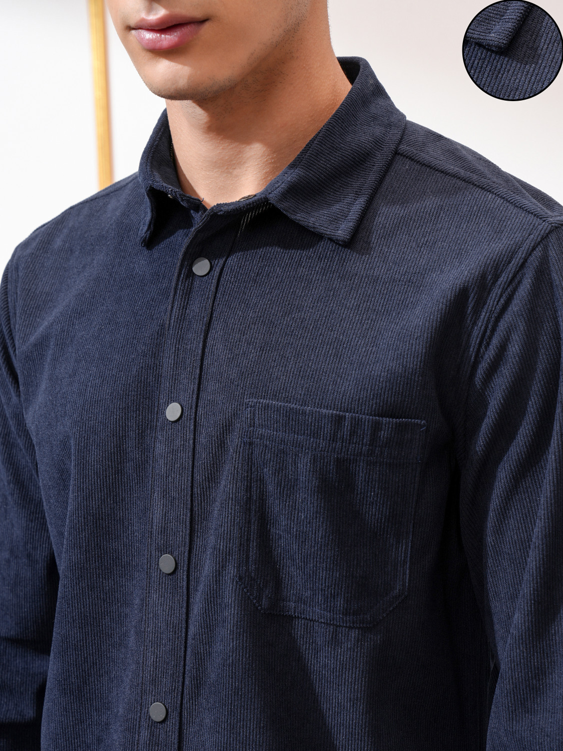 Image of HIGHLANDER Men Self Design Casual Blue Shirt