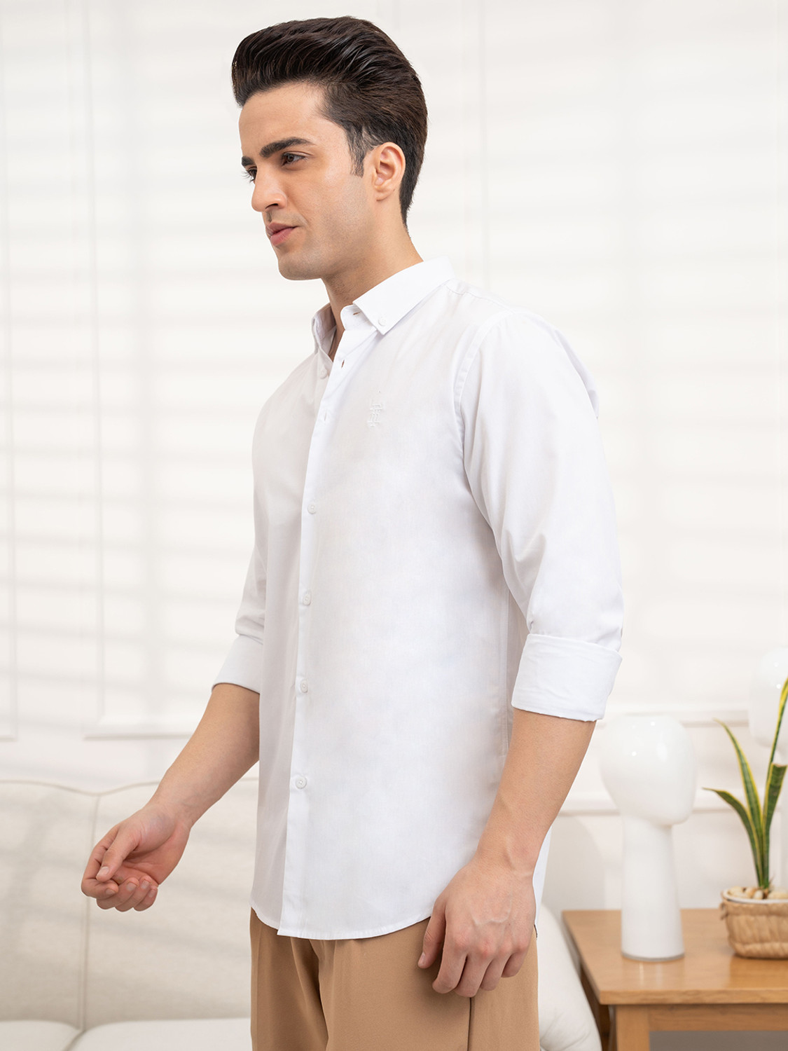Image of RED TAPE Men Solid Casual White Shirt