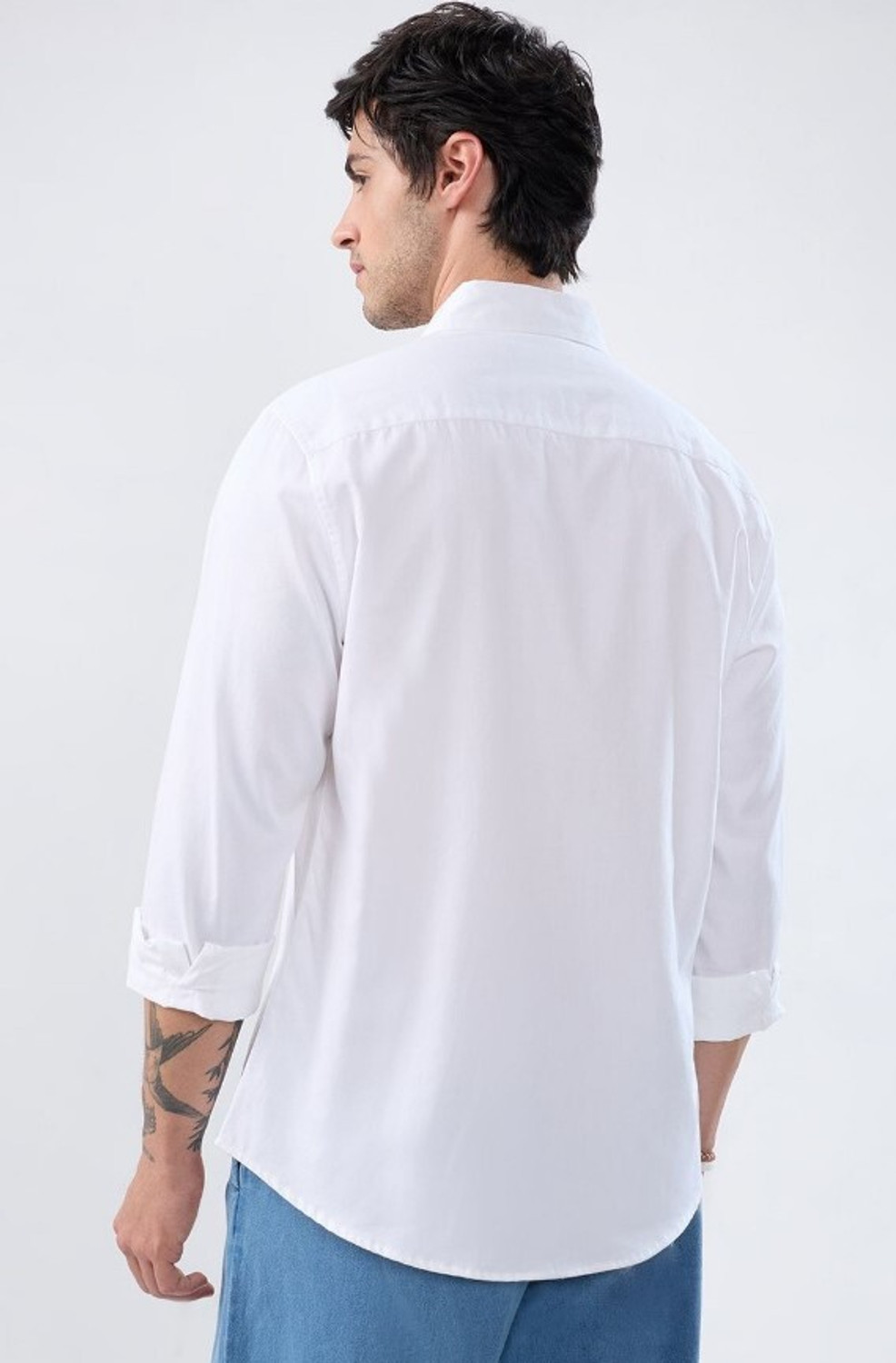 Image of VAIDDO Men Solid Casual White Shirt