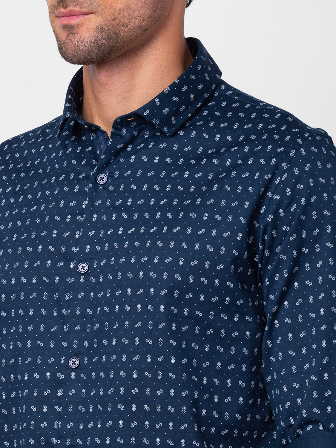 Image of Spykar Men Printed Casual Blue Shirt