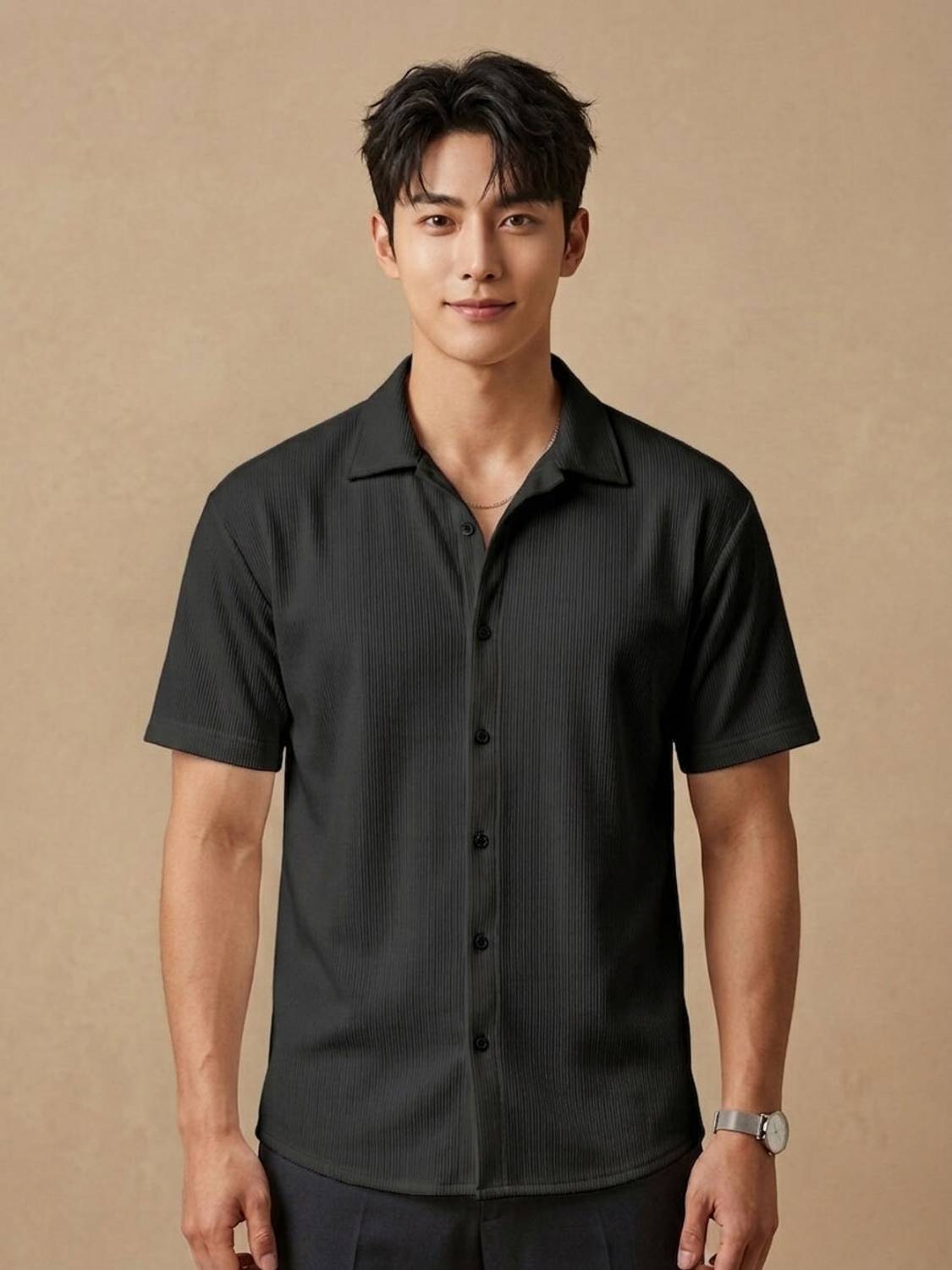 BANSII DHUN Men Solid Casual Black Shirt