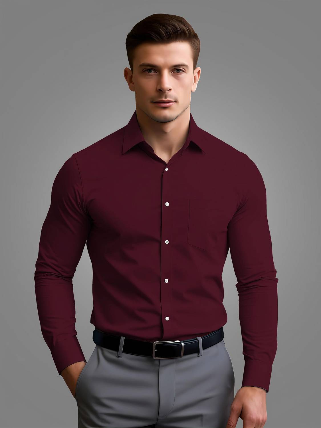 TANISHA FASHION Men Solid Casual Maroon Shirt