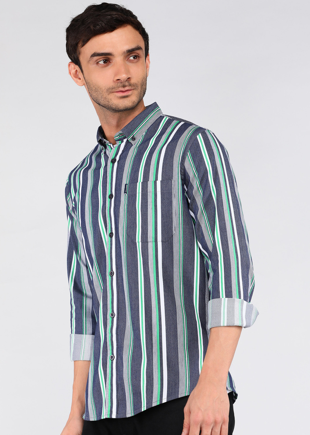 Image of PROVOGUE Men Striped Casual Multicolor Shirt
