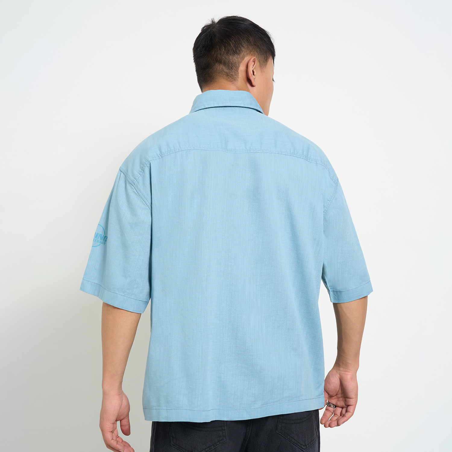 Image of SF Jeans by Pantaloons Men Solid Casual Blue Shirt