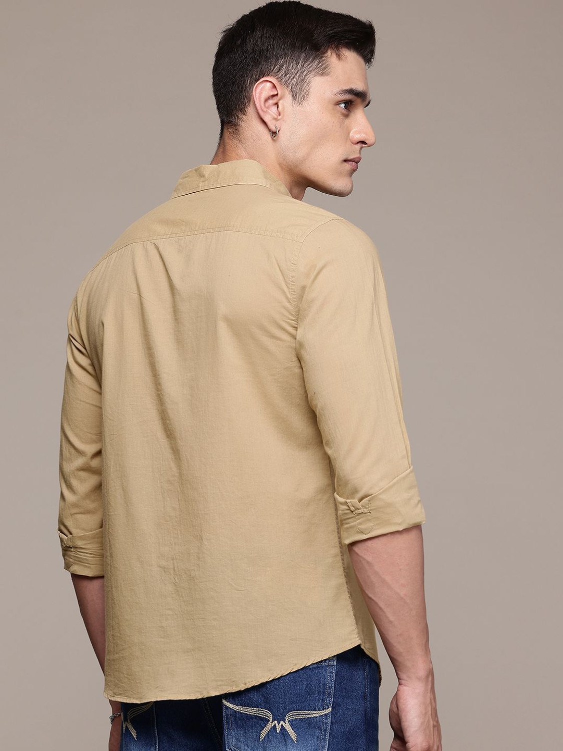 Image of Roadster Men Solid Casual Brown Shirt