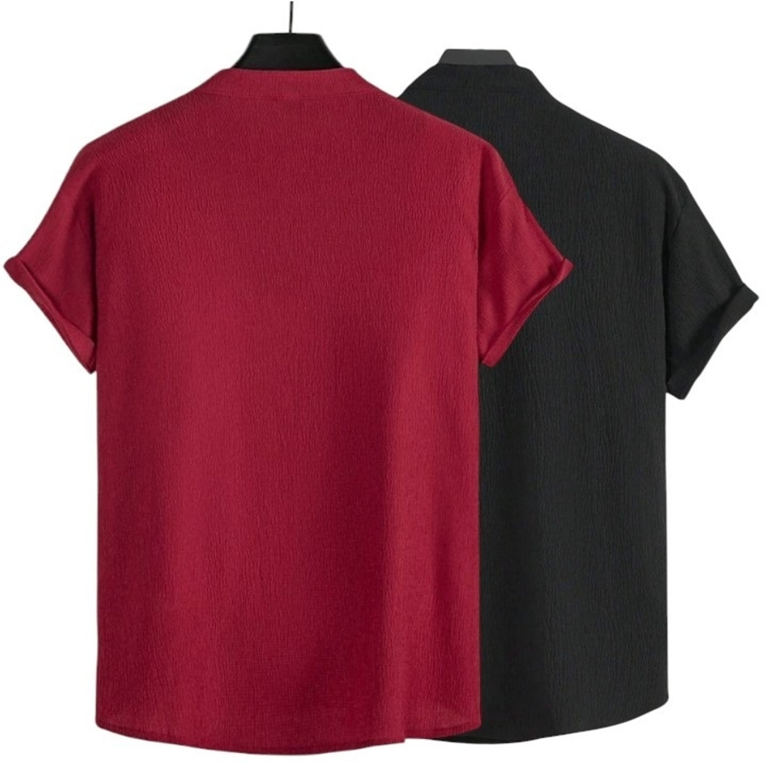 Image of METRONAUT Men Solid Casual Black, Maroon Shirt