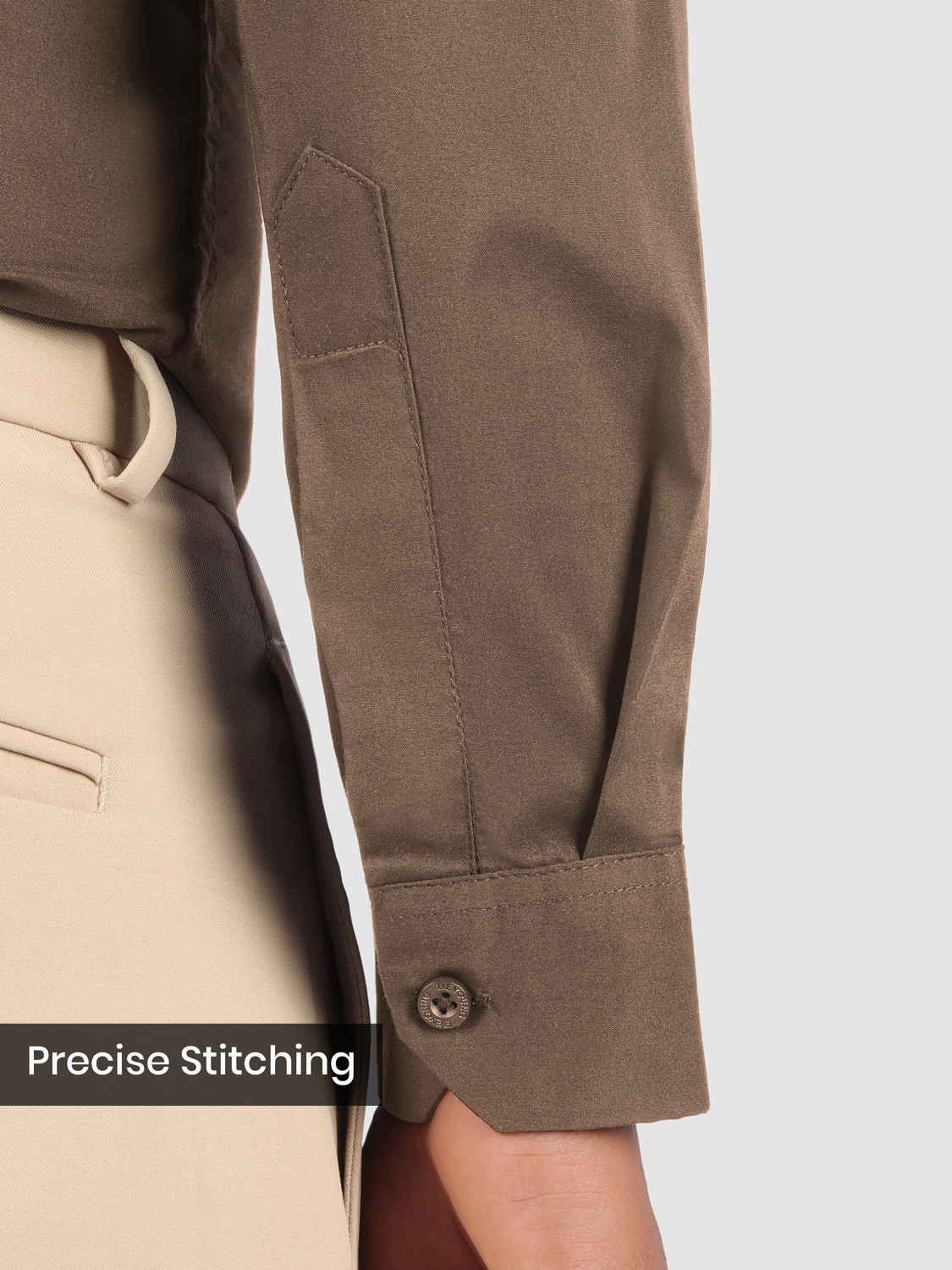 Image of BEYOUNG Men Solid Formal Brown Shirt