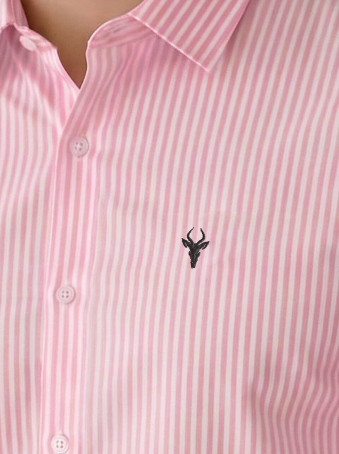 Image of VG BROTHER Men Striped Casual Pink Shirt