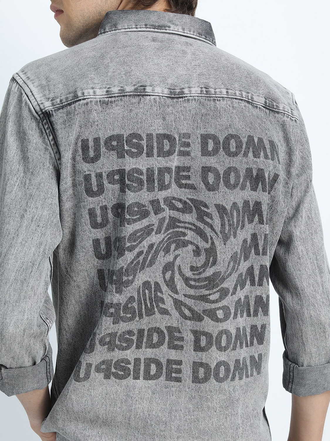 Image of HIGHLANDER Men Solid Casual Grey Shirt