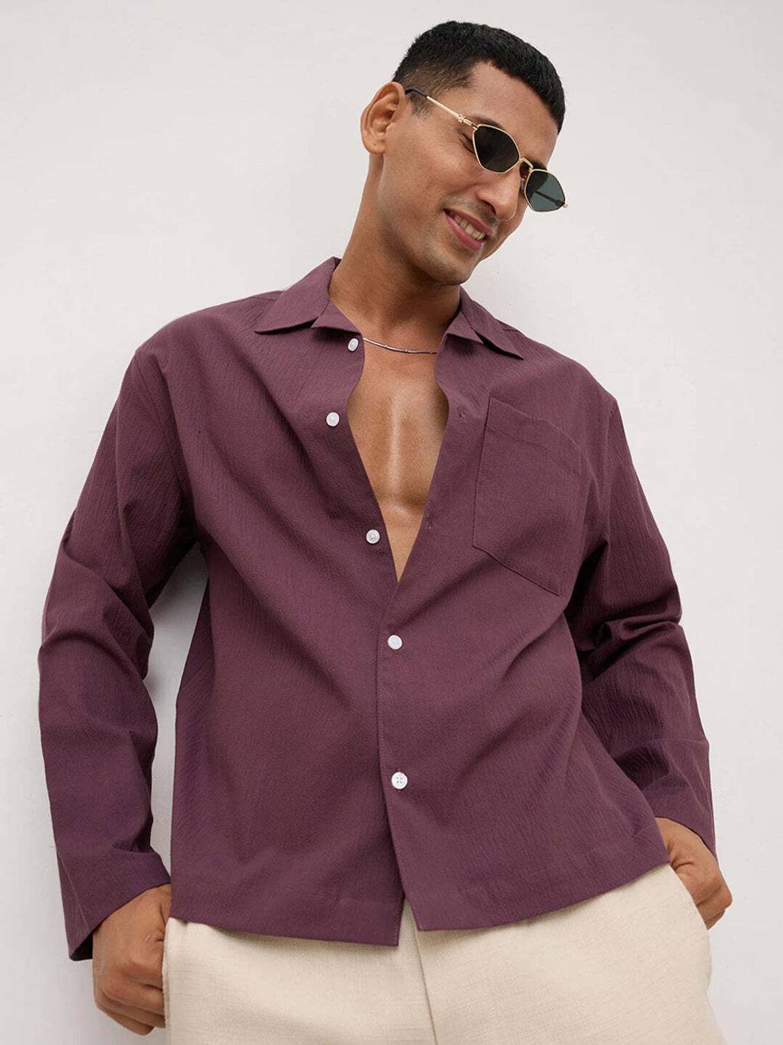 VASTRADO Men Purple Casual Shirt - Image 4