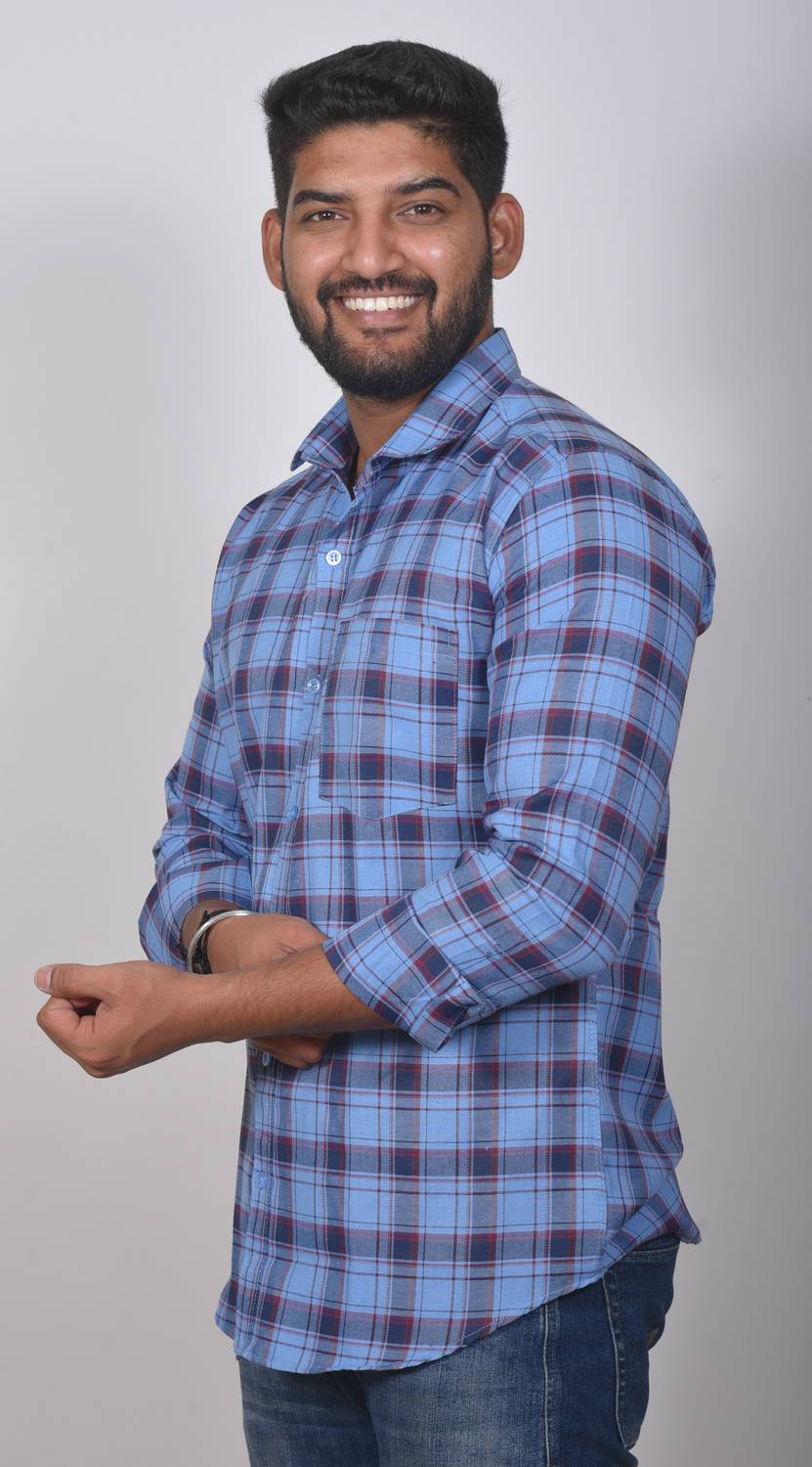 ウェア mlne Z-NEX Men Checkered Casual Blue Shirt - Buy Z-NEX Men Checkered