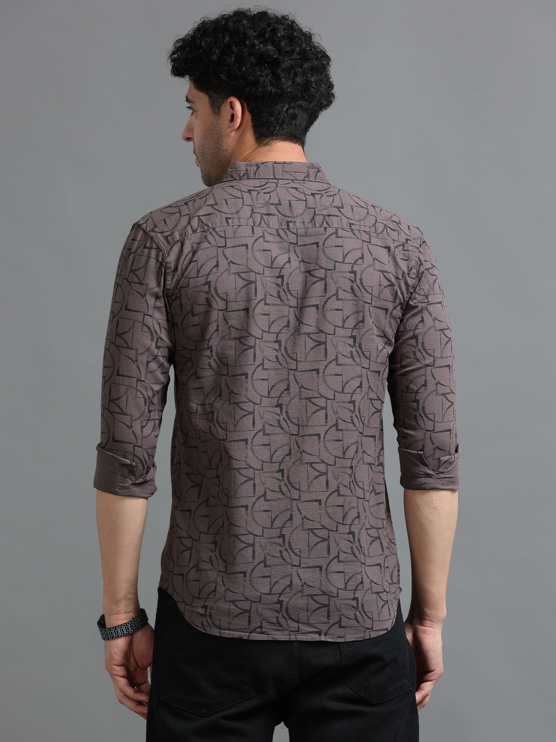 Image of Tom Mackler Men Printed Casual Brown Shirt