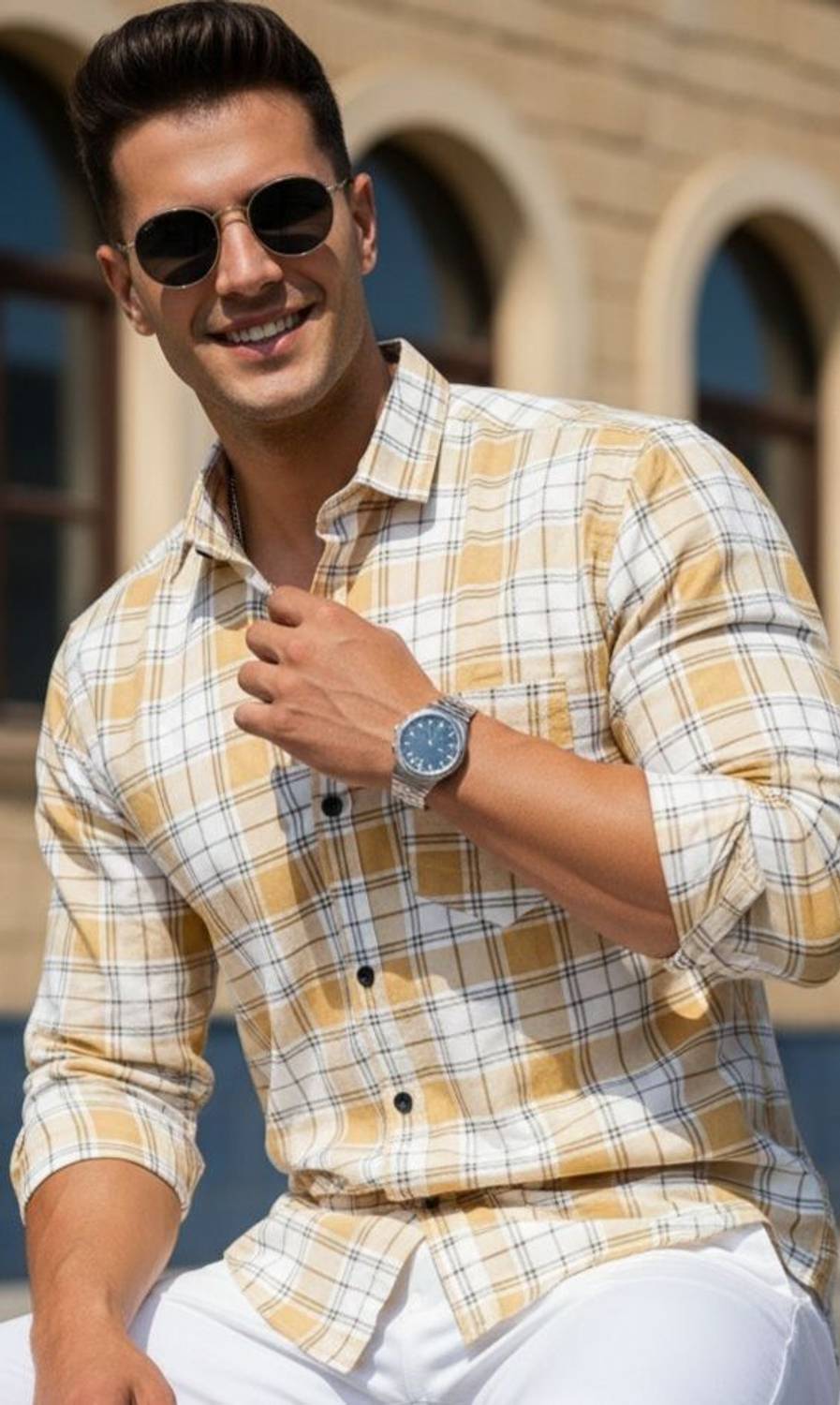 Surhi Men Regular Fit Checkered Spread Collar Casual Shirt