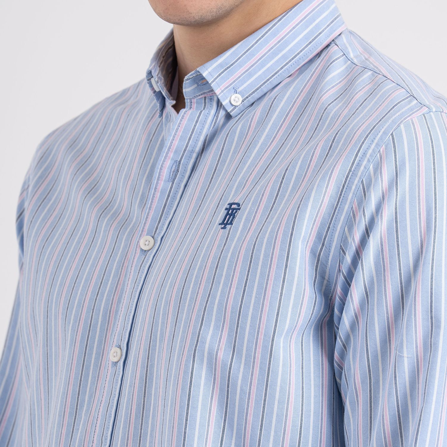 Image of RED TAPE Men Striped Casual Blue Shirt