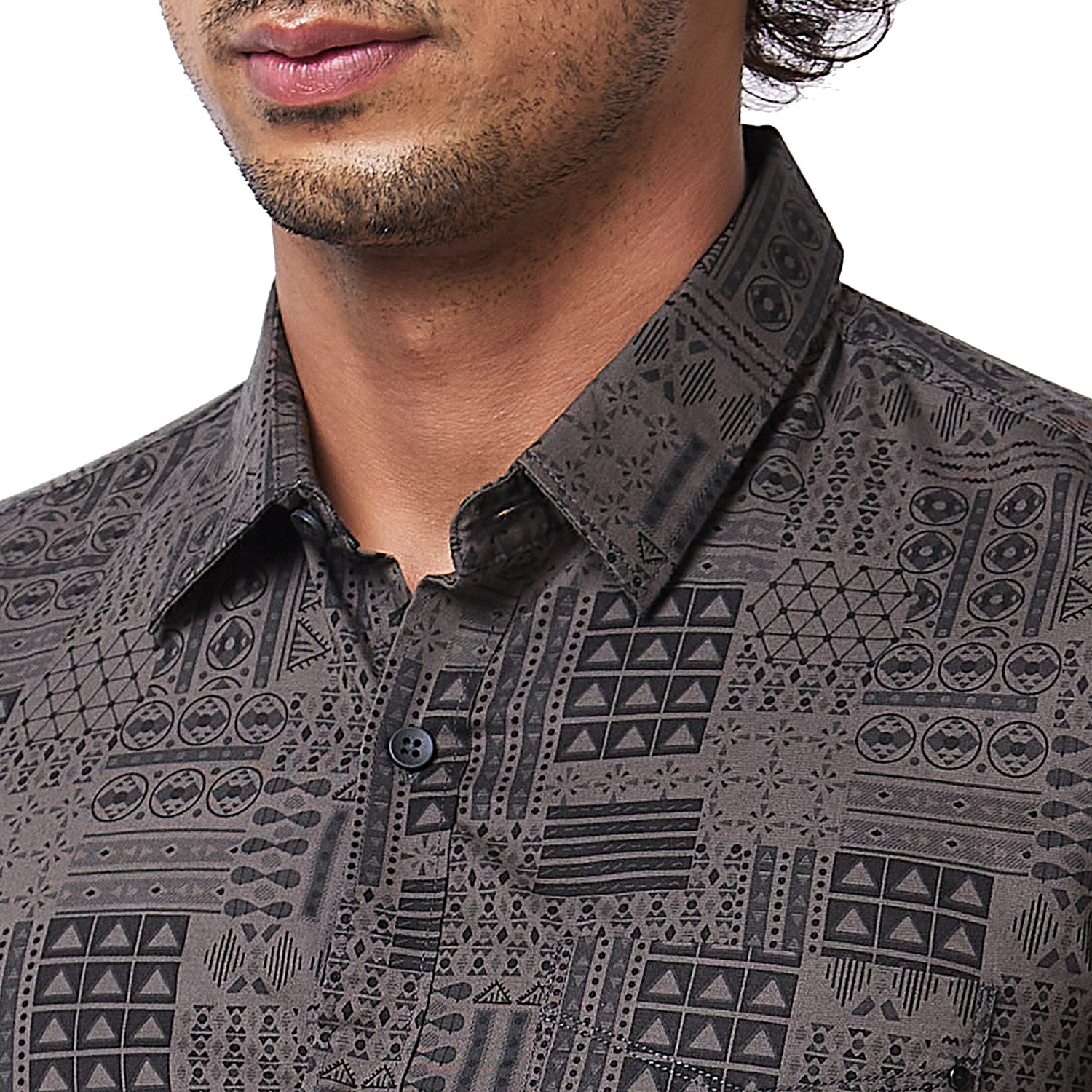 Image of Spykar Men Printed Casual Black, Grey Shirt